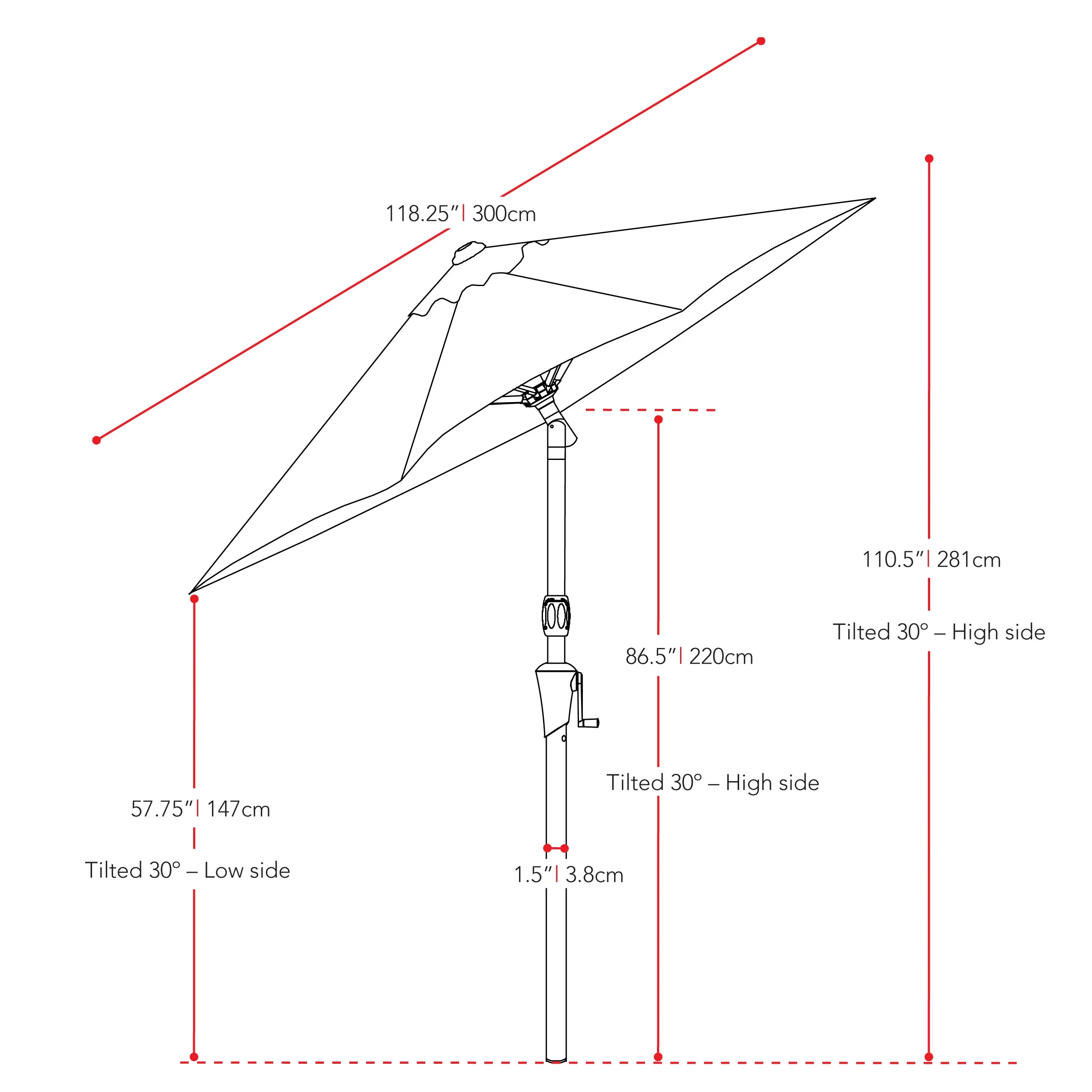 10 Foot Wind Resistant Patio Umbrella, Outdoor Parasol with Crank Tilt, Round Market Umbrella for Patio, Umbrella with Crank, Tilt Umbrella, Outdoor Umbrella, White(Off-White) - Image 10