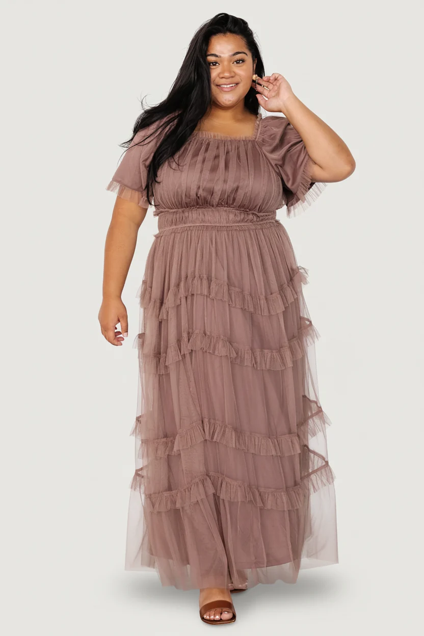 Magdalena Tulle Maxi Dress | Mink