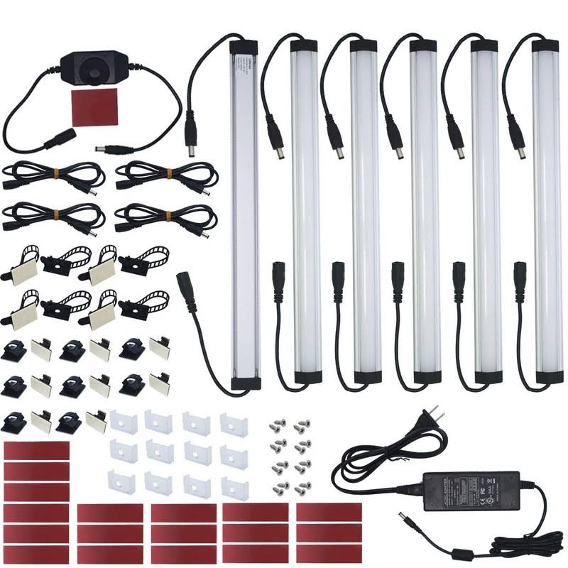 Litever Under Cabinet LED Lighting Kit Plug In,6 Pcs 12 Inches Cabinet Light Strips
