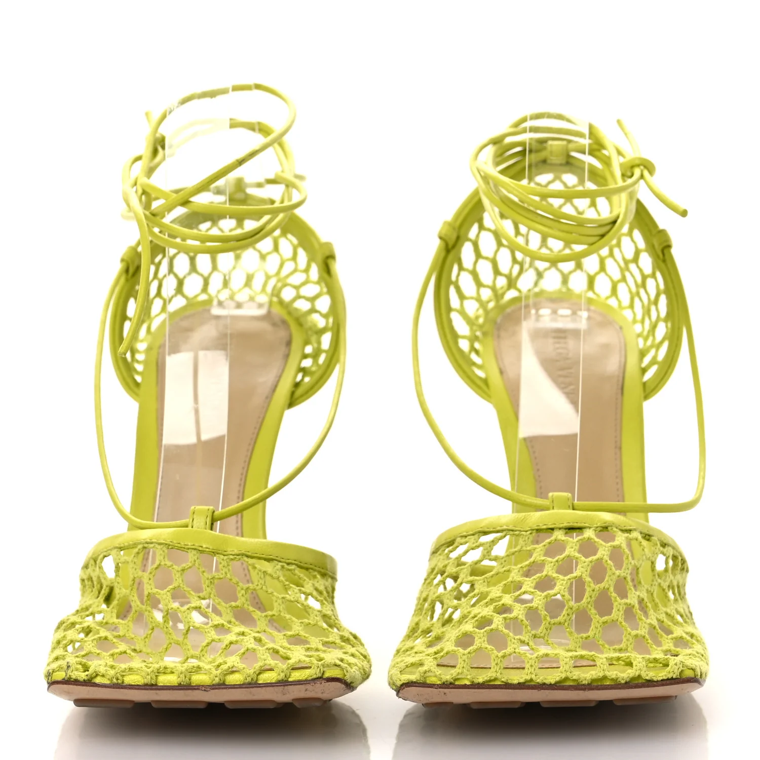 Mesh Nappa Stretch Ankle Tie Sandals 39 Kiwi