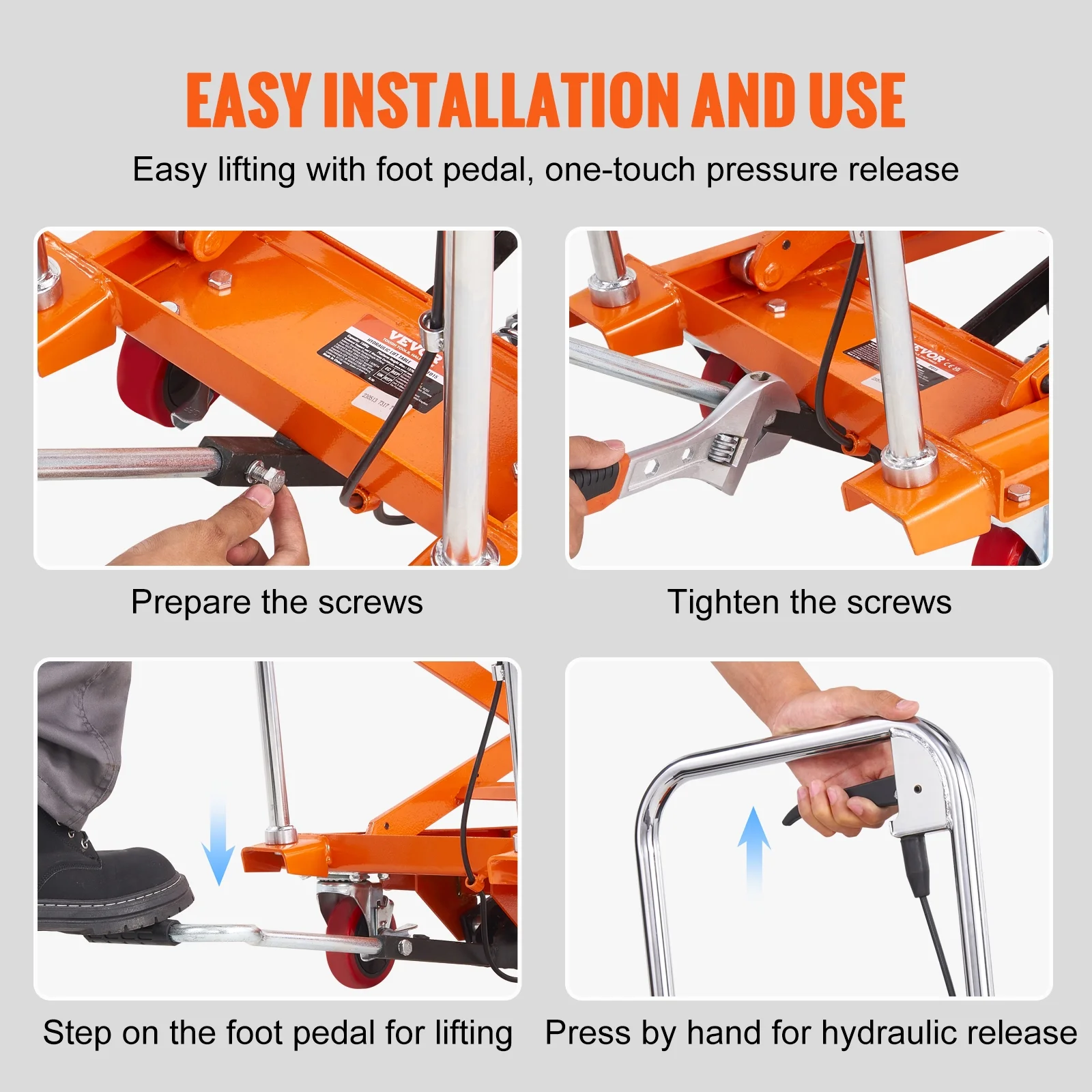 Hydraulic Lift Table Cart 330 lbs Manual Double Scissor Lift Table 50" - Image 5