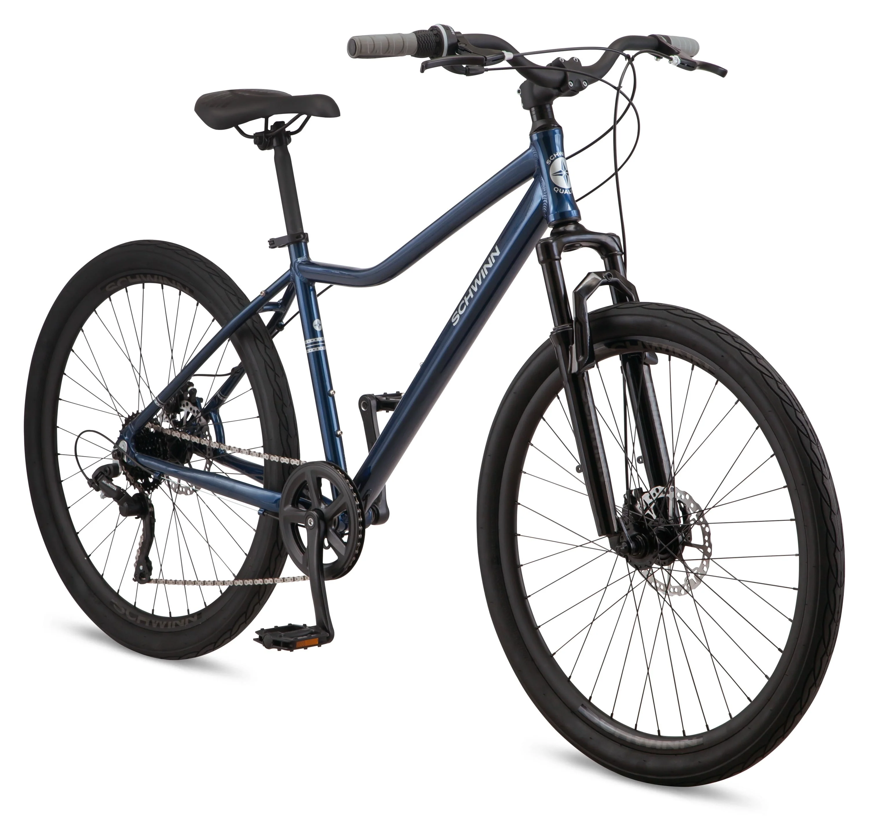 Schwinn Junction 27.5 in Mens Hybrid Bike, 7 Speed Adult Bicycle, Navy