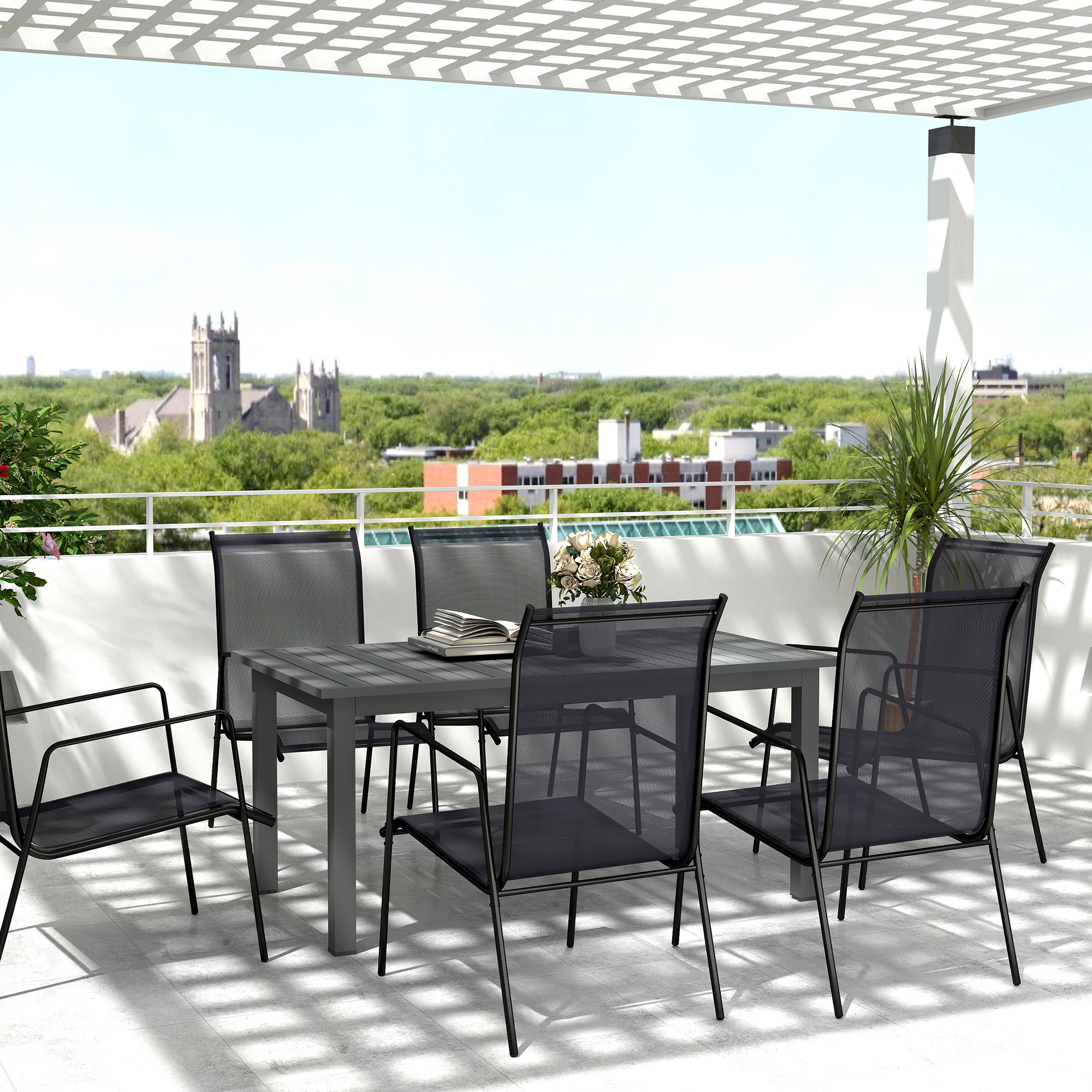 Outsunny Uitschuifbare Tuintafel Aluminium 160/220x90 cm Weerbestendig, Antislip Buffettafel Grijs