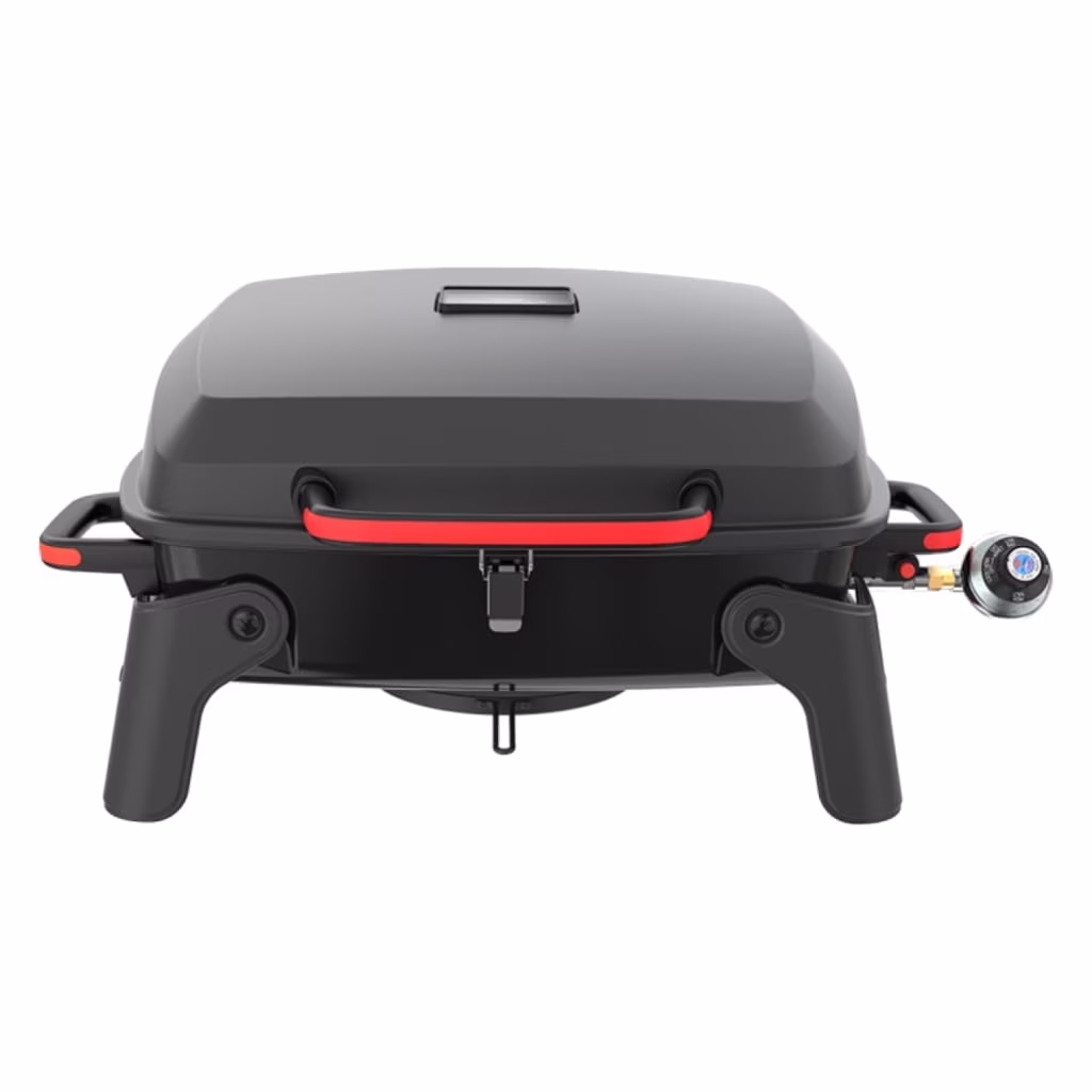 Megamaster 1-Burner Portable Gas Grill with Locking Lid, 11,000 BTU Stainless Steel Burner, Foldable Legs, Small Propane Grill for Outdoor Cooking, Camping, BBQs, Patios, and Gardens - 820-0065C