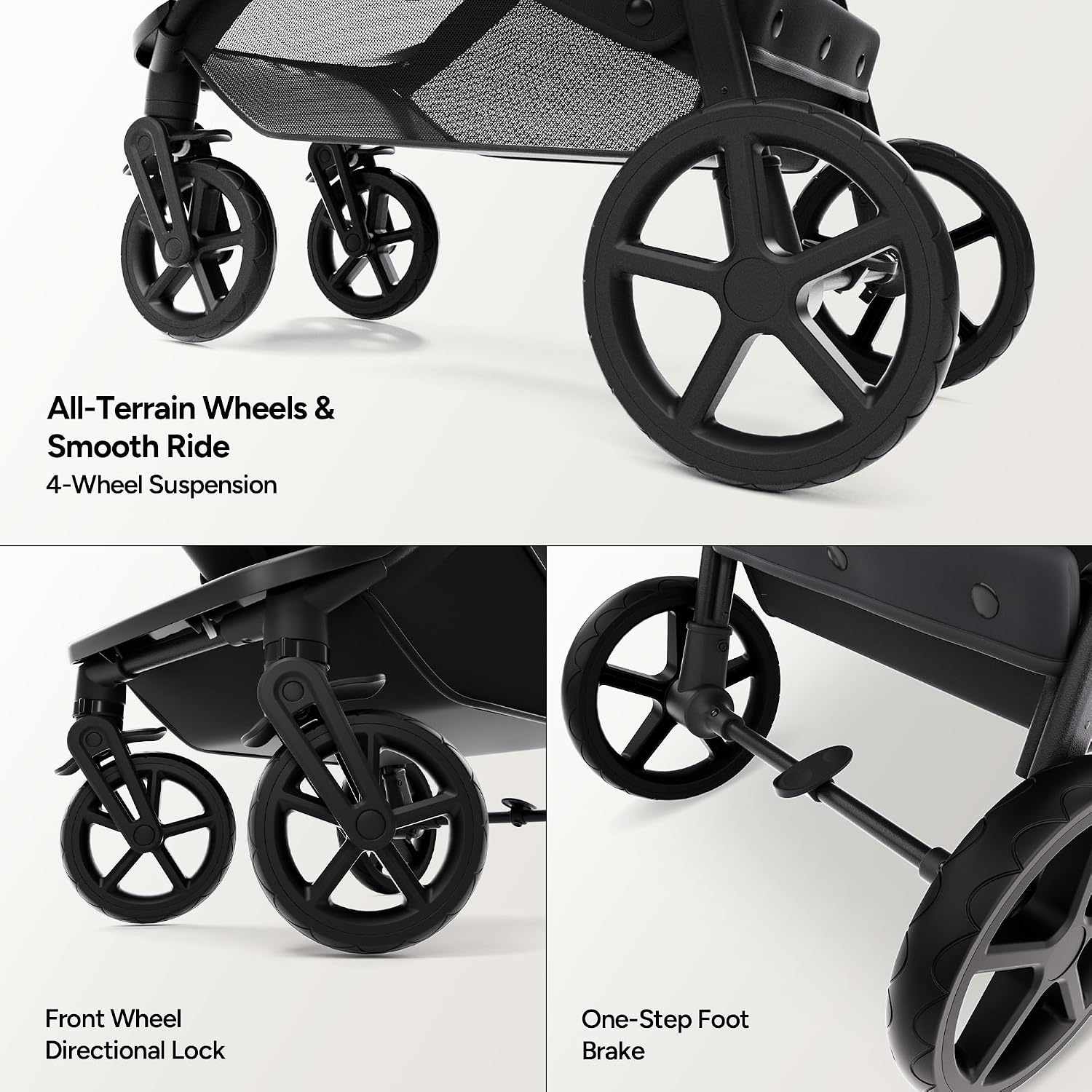 Mompush Wiz 2-in-1 Bassinet Stroller Reversible Seat, One-Hand Fold, Sage