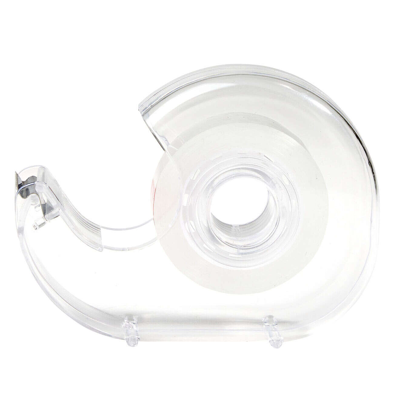 Rouleau adhésif avec dévidoir plastique transparent