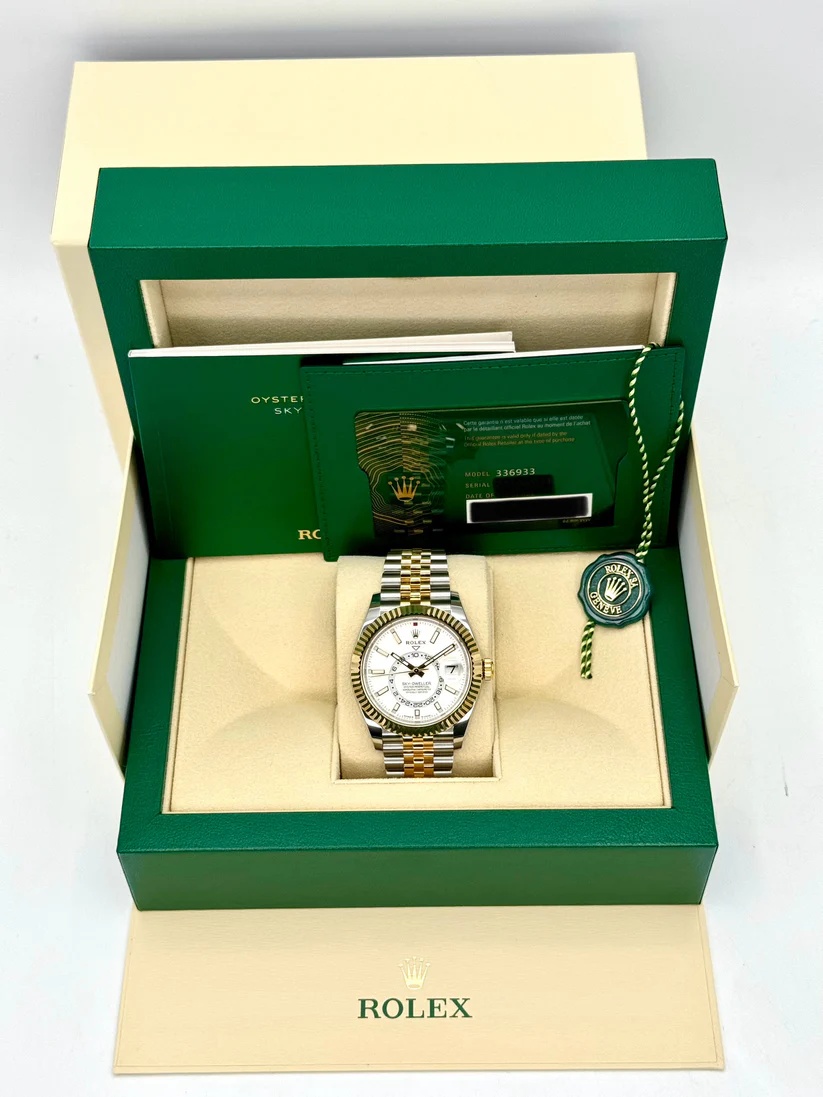 [Super Clone]RLX  Sky-Dweller 42mm Two-Tone Yellow Gold White Dial Jubilee - 336933 - New 2025