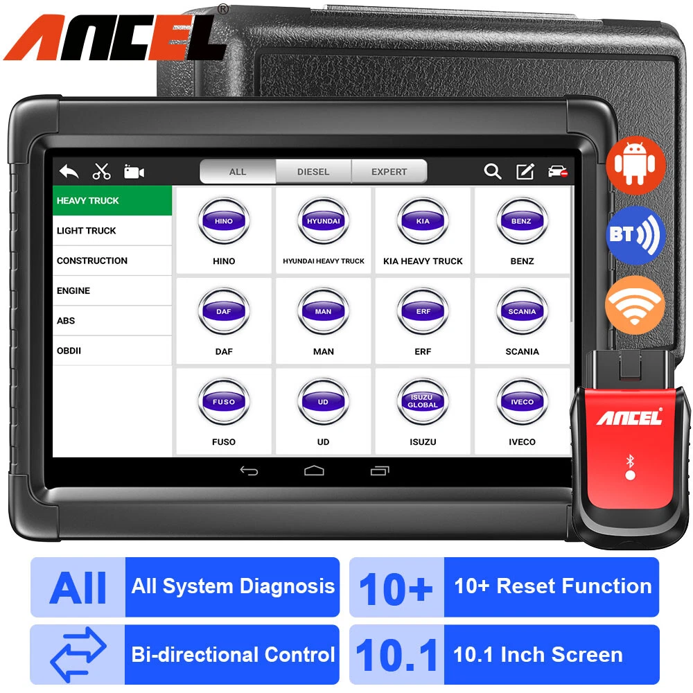 Ancel X6 Wireless OBD2 Diagnostic Scan Tool All System OBD2 Scanner Automative ABS Oil EPB BMS SAS IMMO TPS TPMS Injector Coding DPF 10 Service Tool Car Code Reader 10 in Tablet 2 Years Free Update