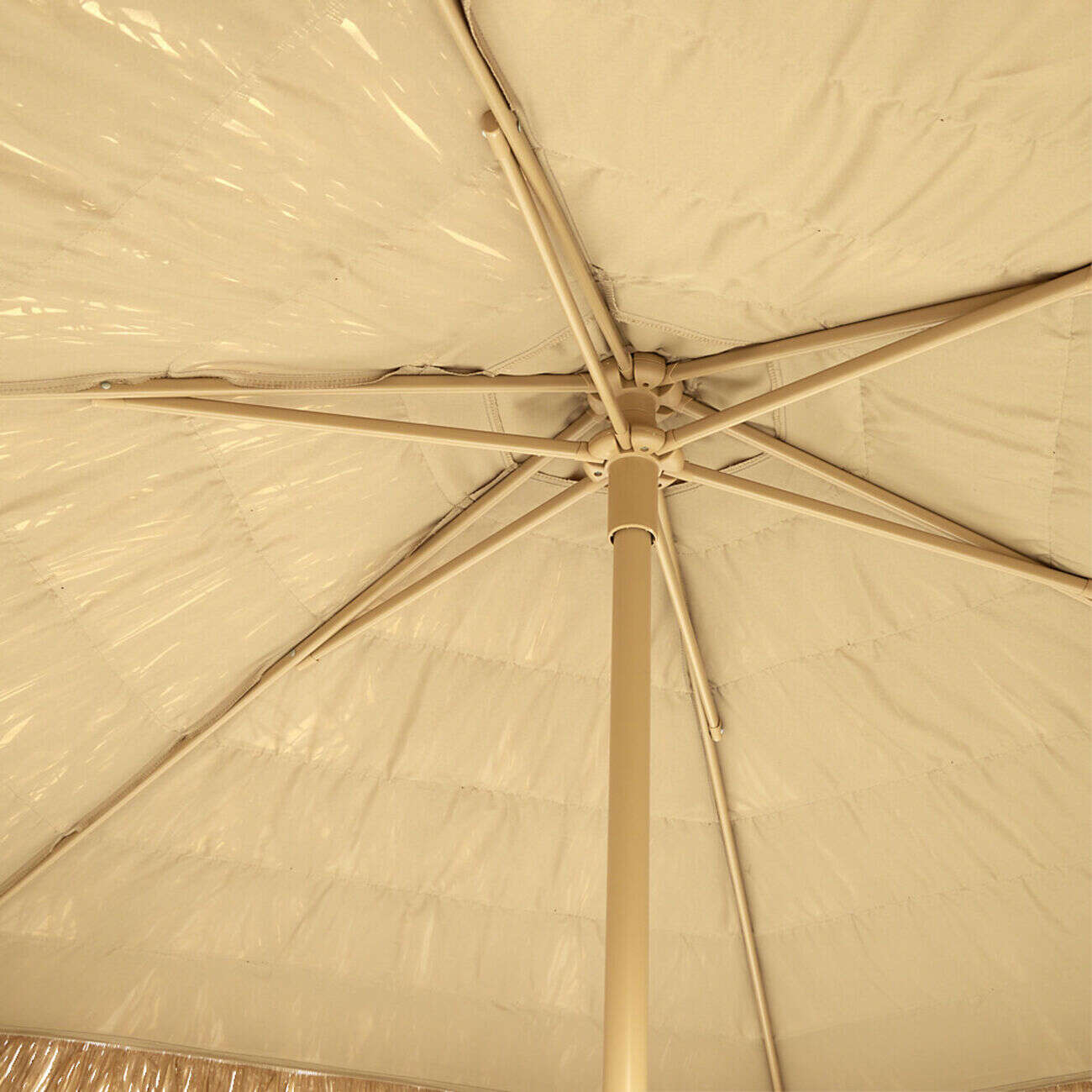 Parasol de jardin brun naturel à franges Ø270xH240cm