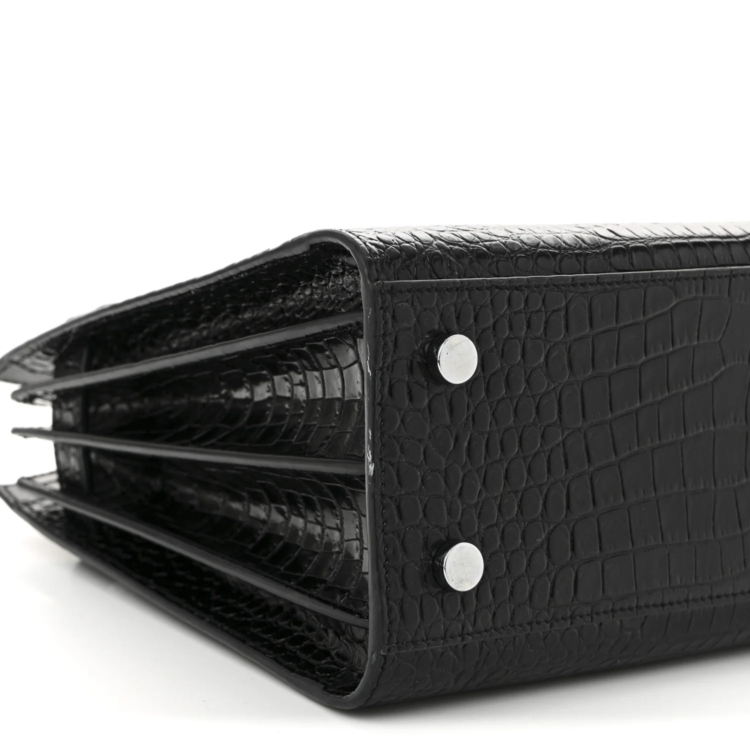 Calfskin Crocodile Embossed Baby Sac De Jour Black