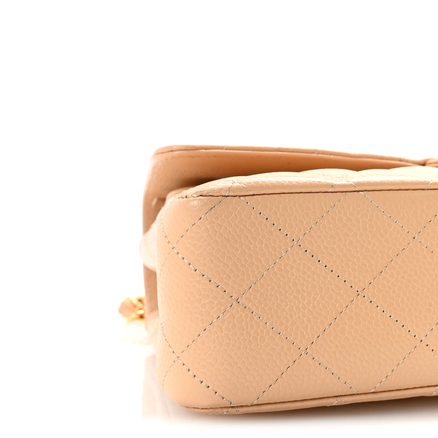 Caviar Quilted Medium Double Flap Beige