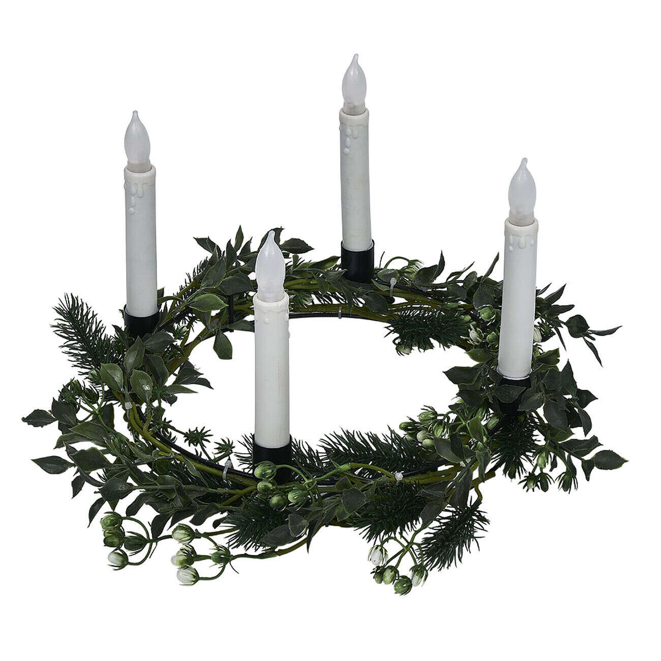 Couronne centre de table eucalyptus artificiel avec chandelle LED x4