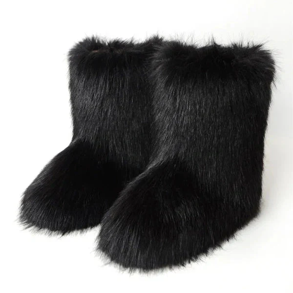 Bottes rétro Y2K en peluche givrée