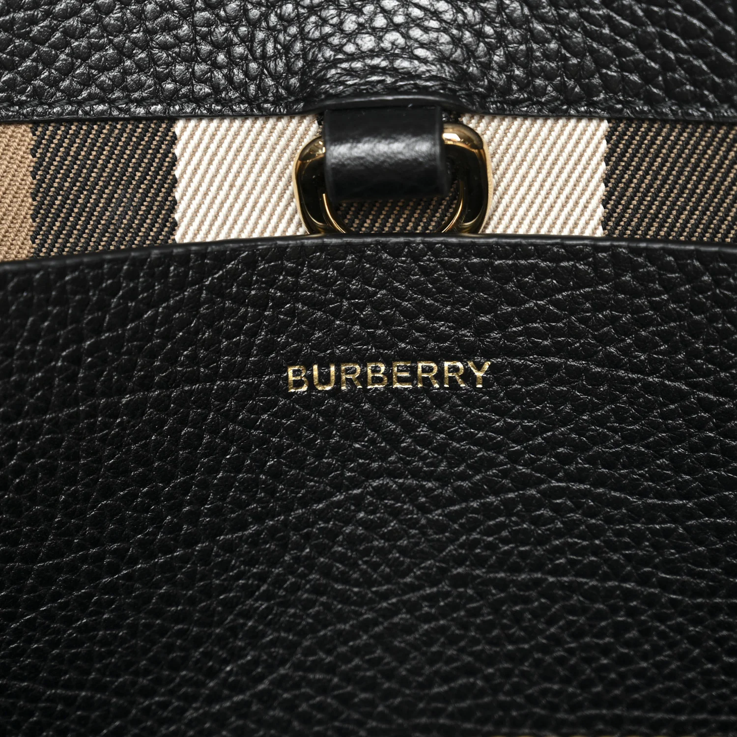 Grainy Calfskin House Check Medium Bermondsey Tote Black