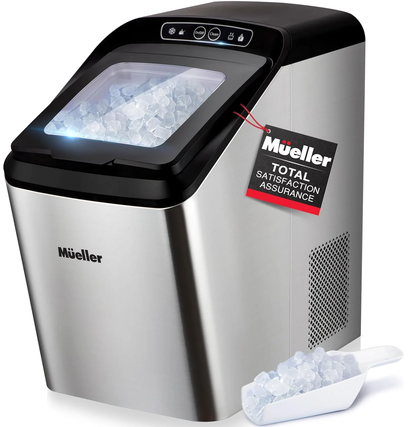 Ice Maker Machine, Quietest Heavy-Duty Countertop Ice Machine, 30 lbs of Ice per Day, Compact Portable Ice Cube Maker, 3 QT Water Reservoir, Self-Cleaning with Basket