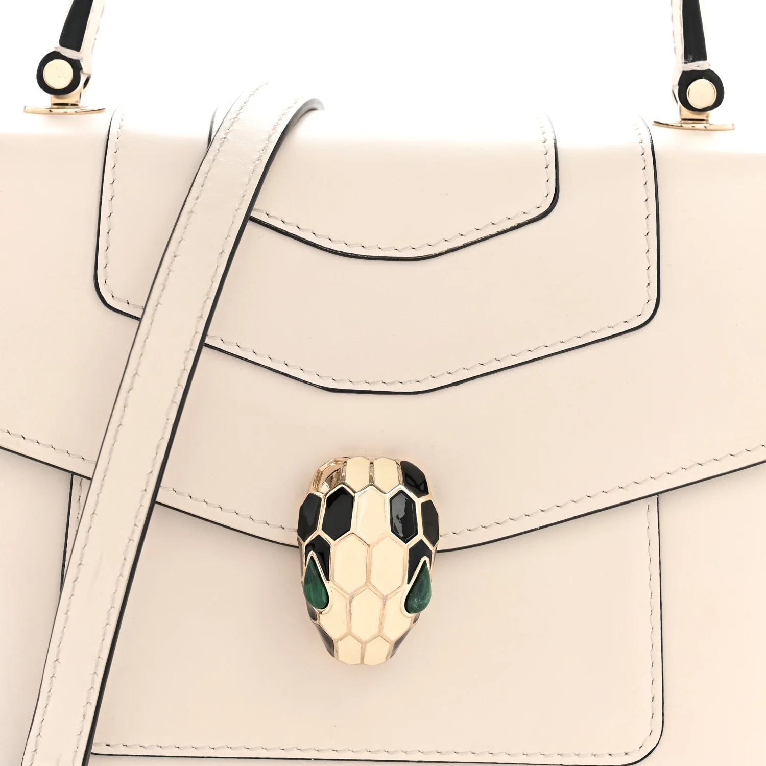 Calfskin Serpenti Forever Top Handle White