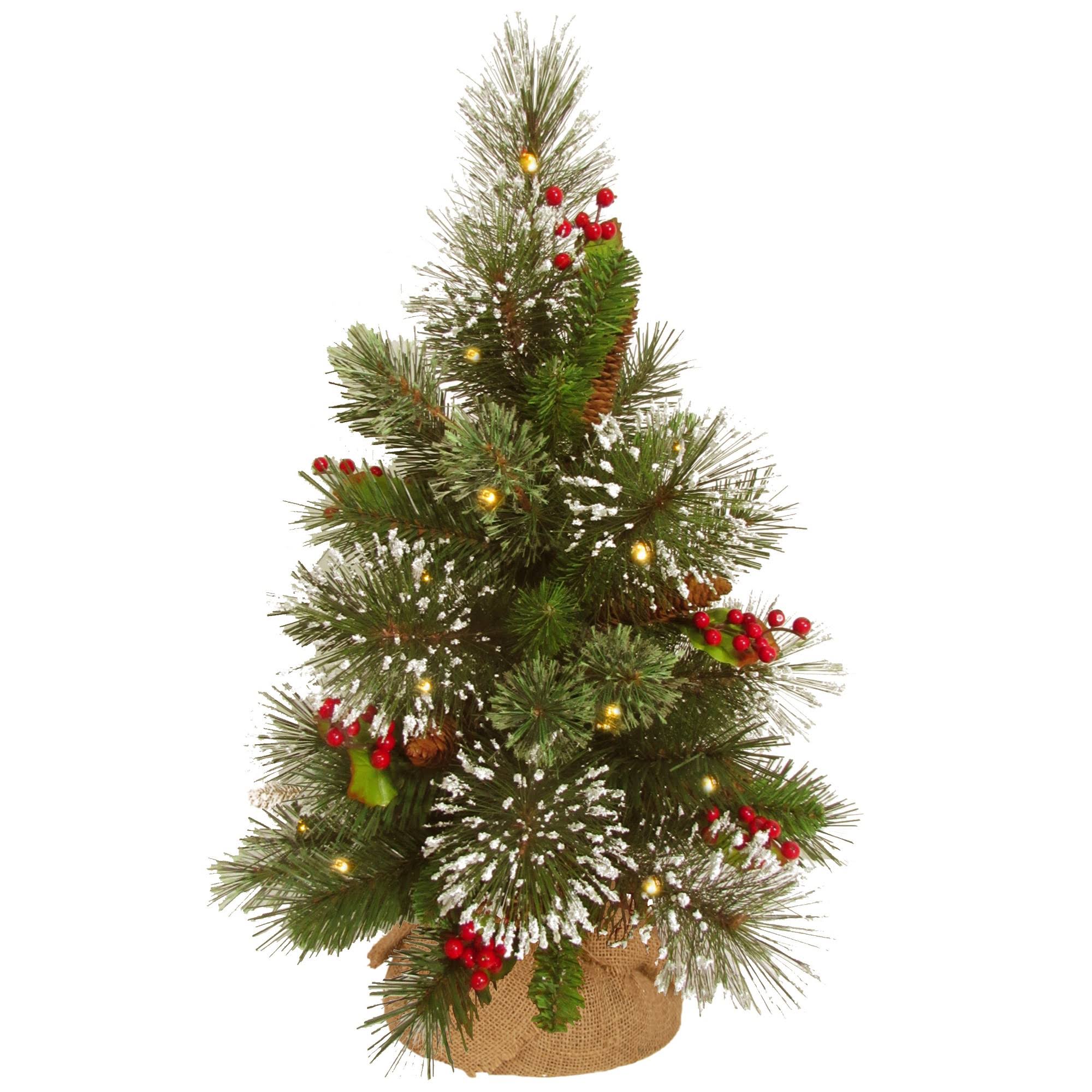 National Tree Company Pre-Lit Artificial Wintry Pine Christmas Tree, Green, 18