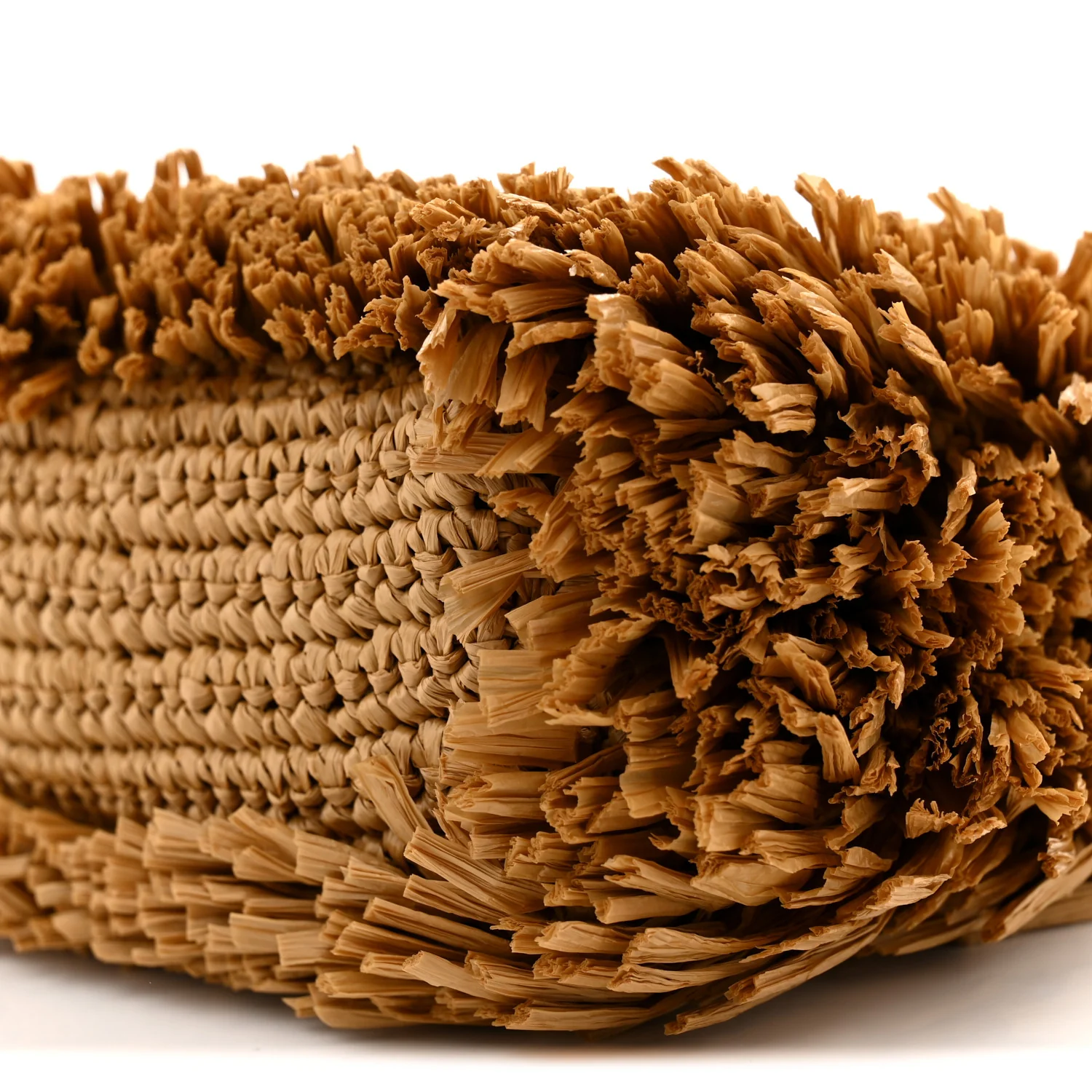 Raffia Fringe Nano Kelly Shopper Dark Beige