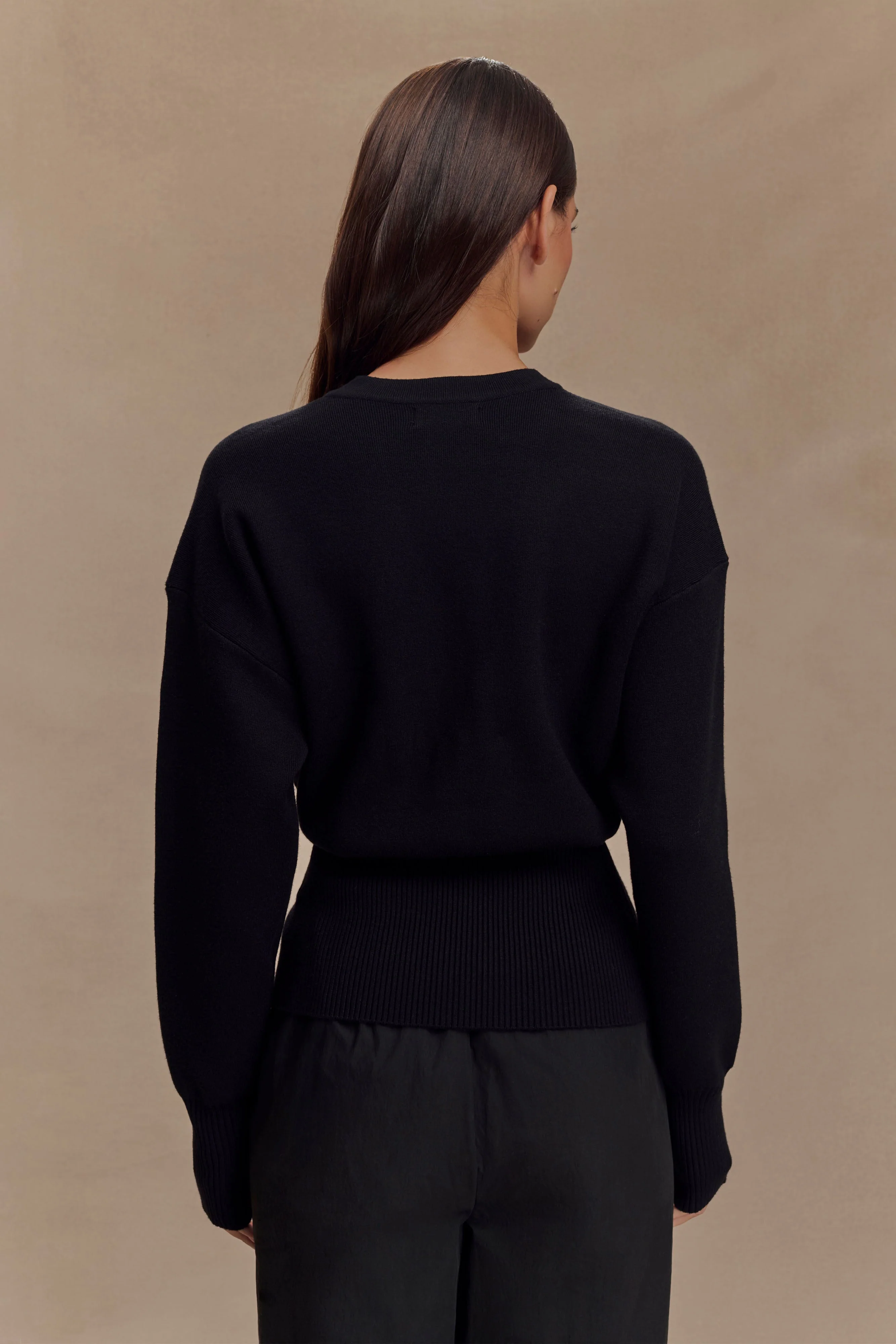 Alexia Buttoned Oversized Cardigan - Black