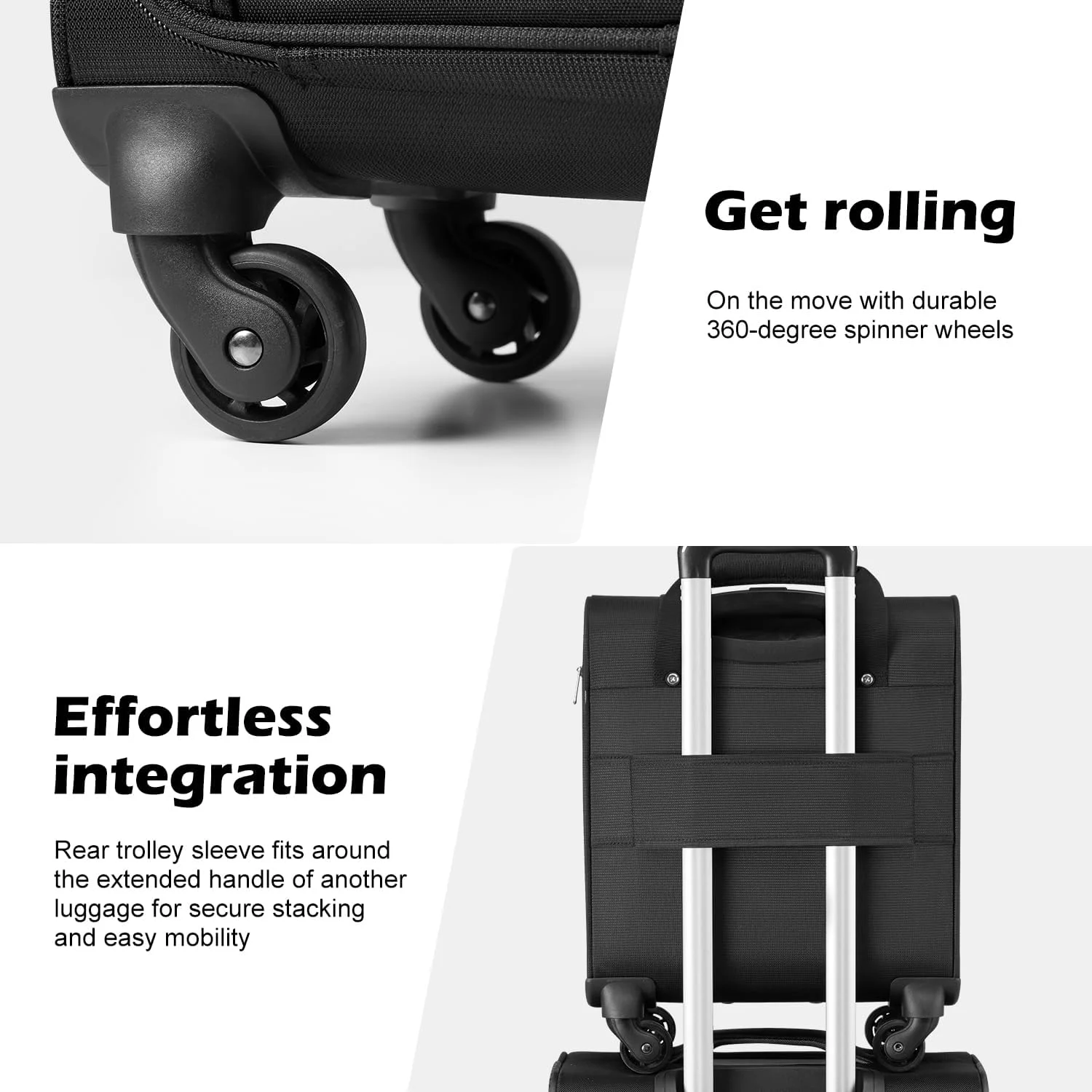 Underseat Carry on Luggage Softside Lightweight Rolling Travel Bag Spinner Suitcase