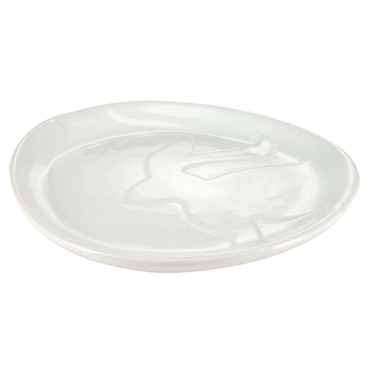 Plat lapin en relief dolomite blanc 23x18xH2,5cm