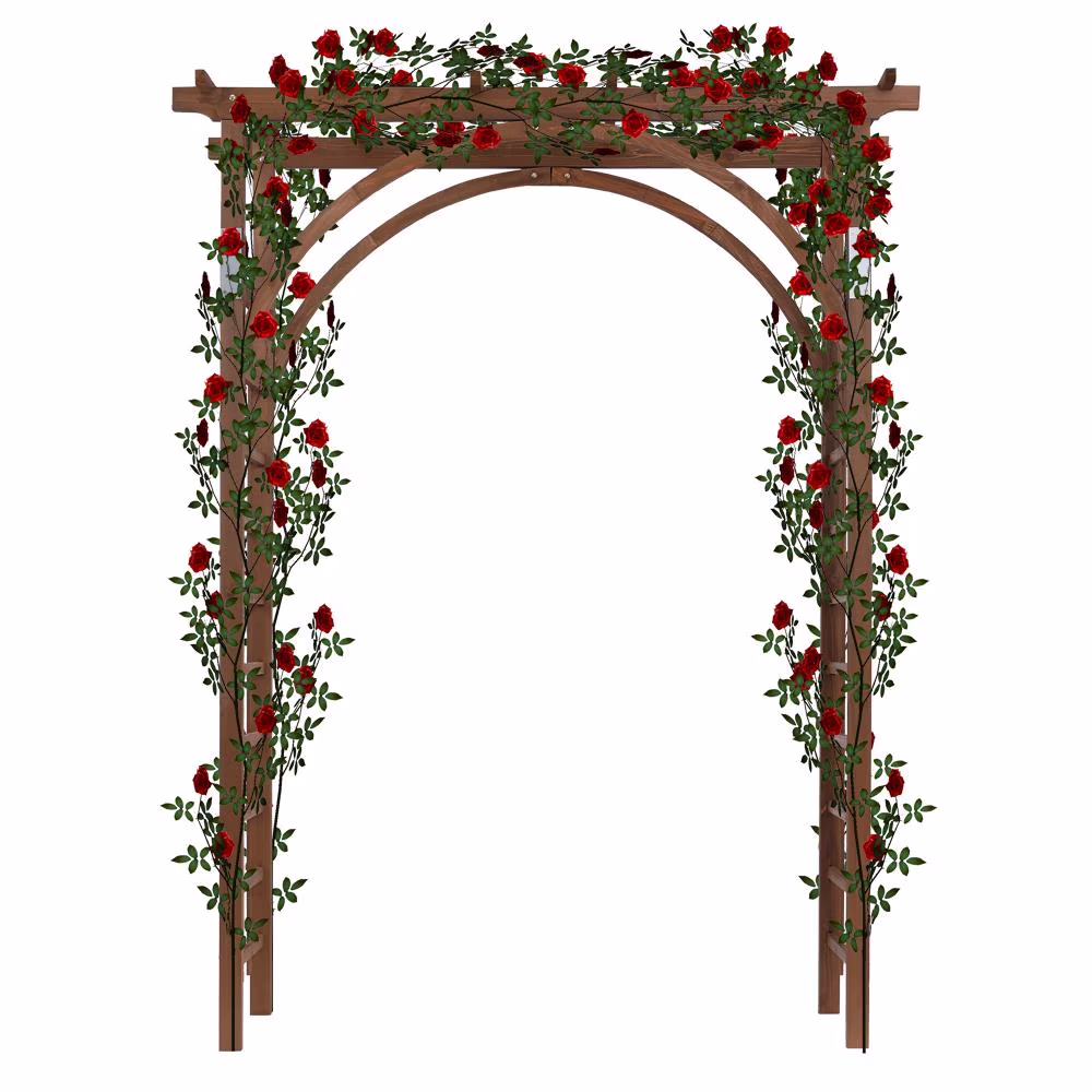 Easingroom Outdoor Wooden Garden Arbor for Climbing Plants - Dark Brown