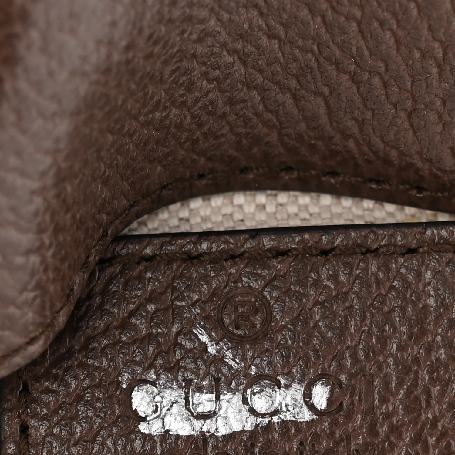 GG Supreme Monogram Textured Dollar Calfskin Blondie Card Case Wallet with Strap Beige Ebony New Acero