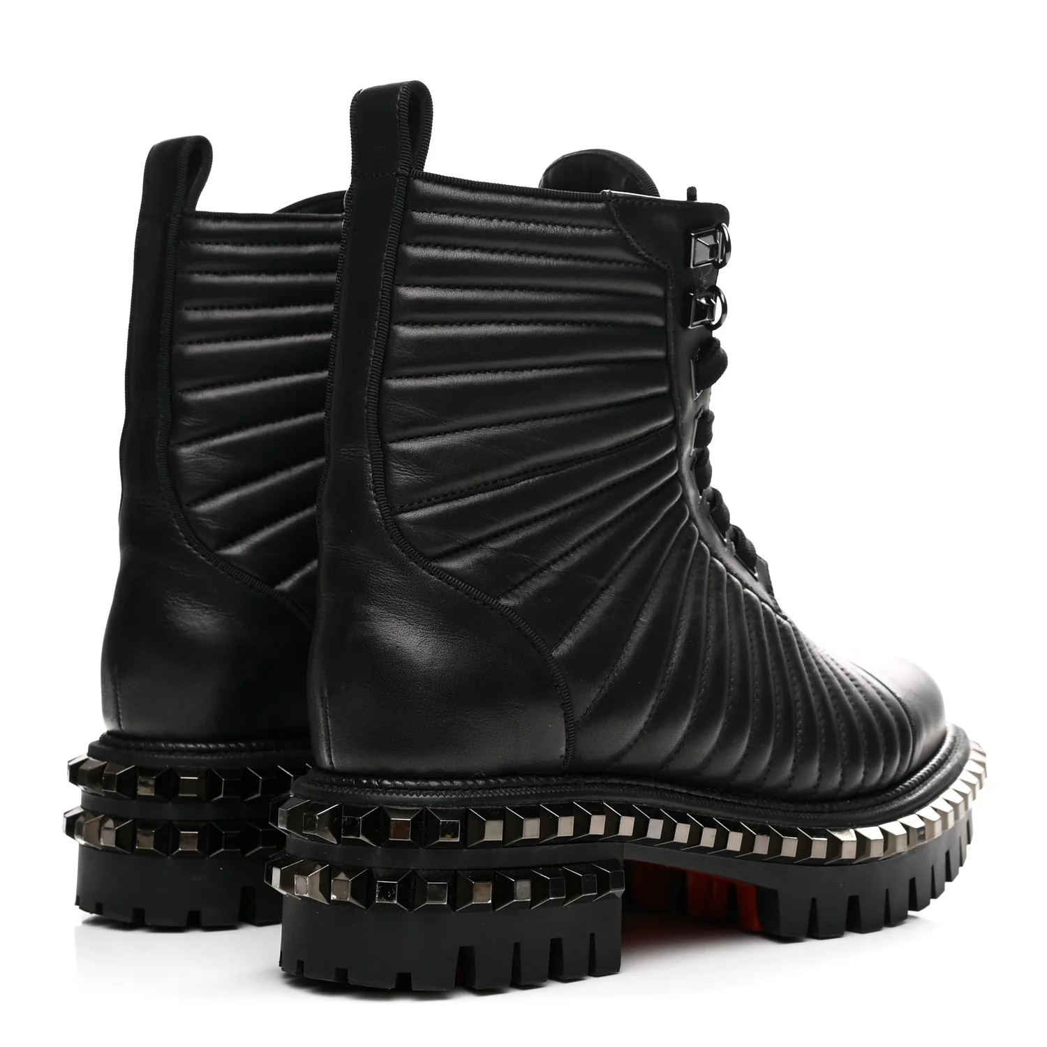 Calfskin Quilted Yetota Combat Boots 37 Black