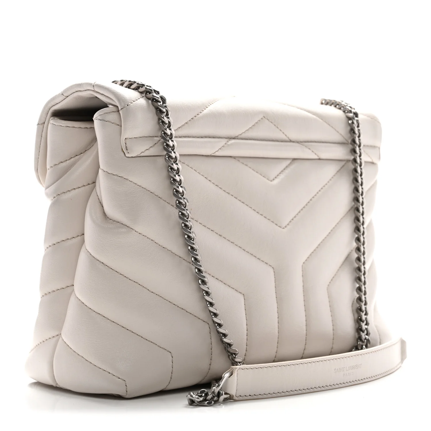 Calfskin Y Quilted Monogram Small Loulou Chain Satchel Ivory