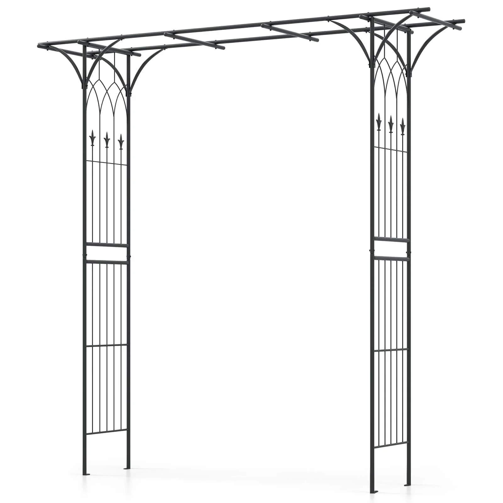 Costway Garden Wedding Rose Arch Pergola Archway Flowers Climbing Plants Trellis Metal