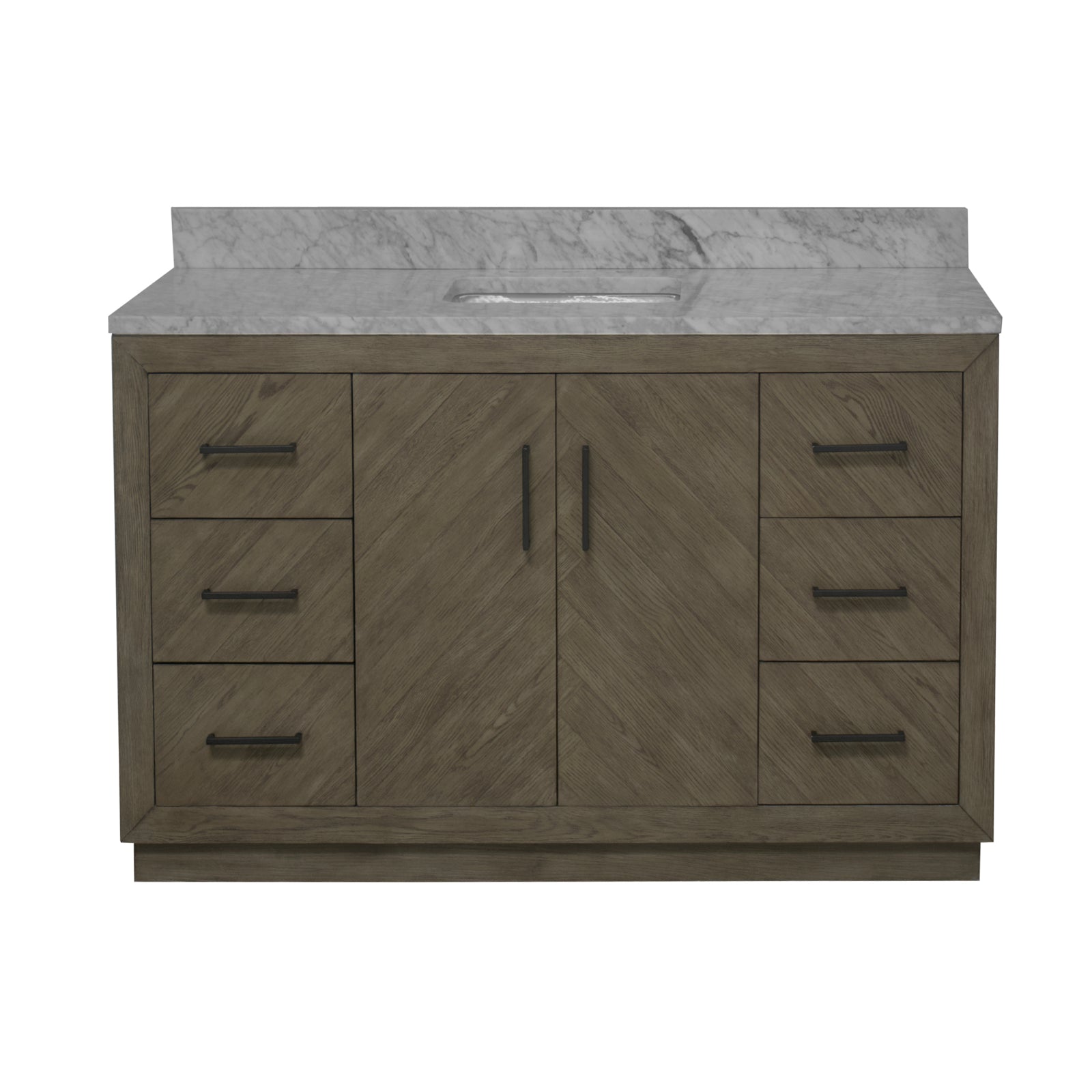 Peyton 60" Single Bathroom Vanity with Gray Oak Cabinet and Carrara Marble Top(Gray Oak)