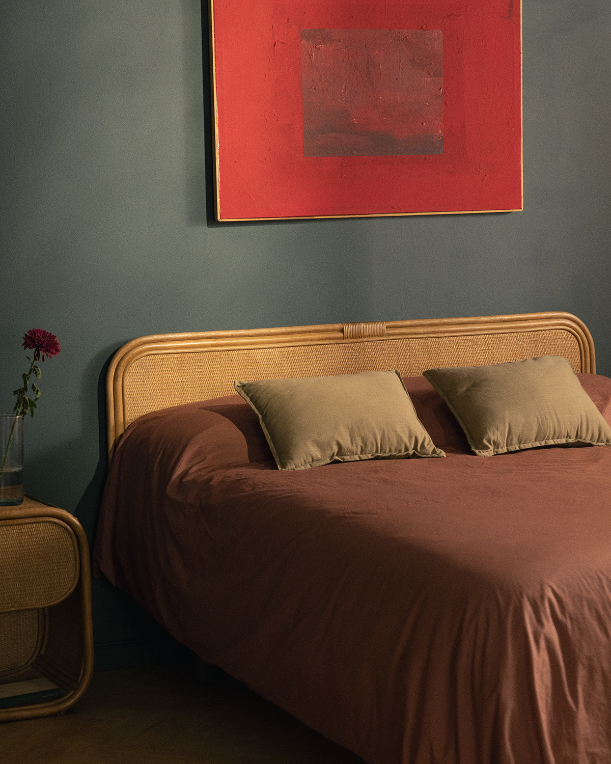 Maisie - Cabecero para Cama de Madera y Ratán Natural (60x161 cm) Maisie