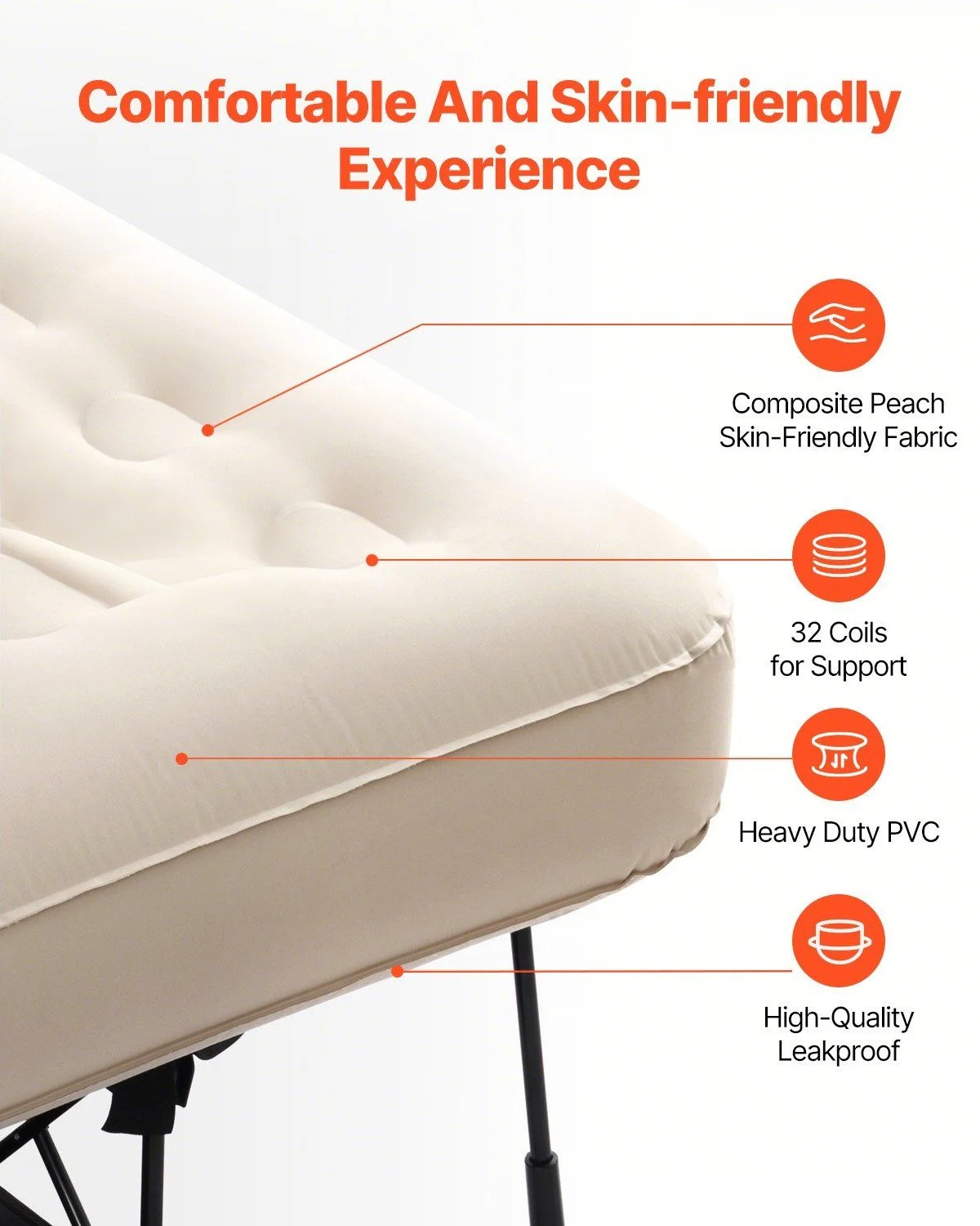 Air Mattress with Frame, Inflatable 1 Person Camping Cot with Built-in Pump, Portable Folding Air Beds Supports 300 lbs, Blow Up Anywhere Bed for Guests Camping Travel Indoor Outdoor Use - Image 4