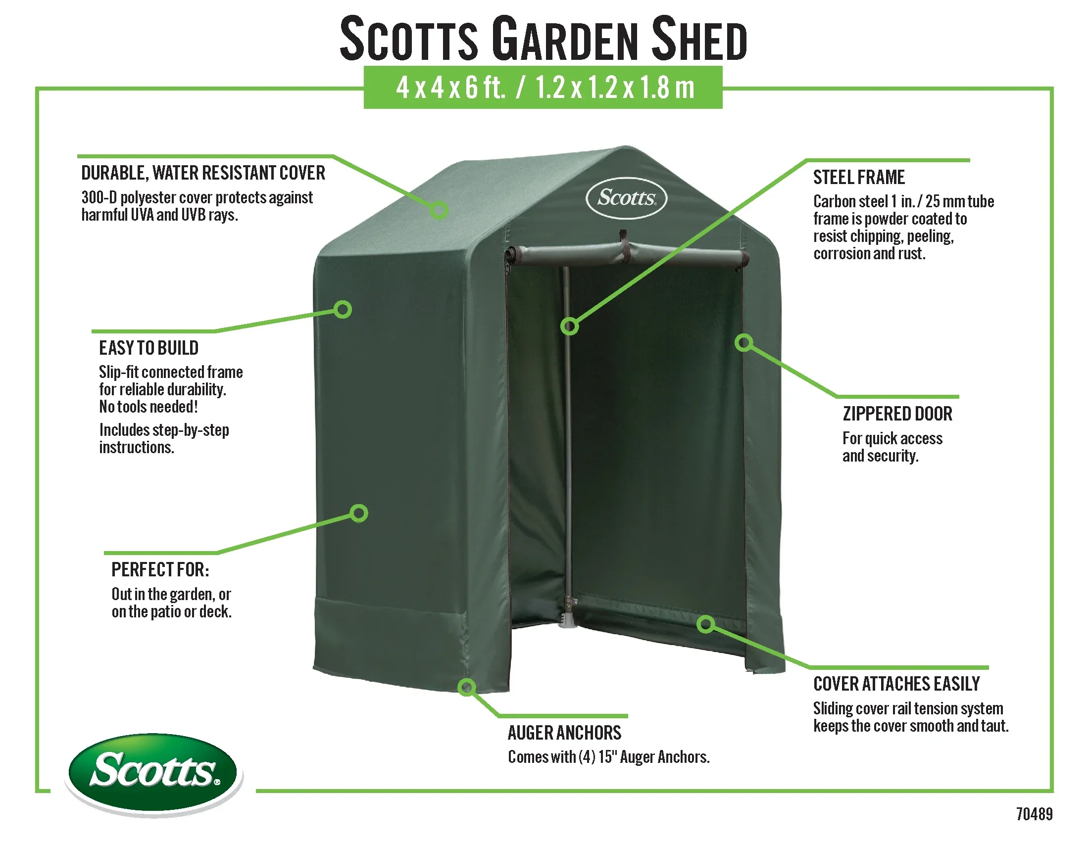 Scotts Garden Shed 4 X 4 X 6�� Green Peak