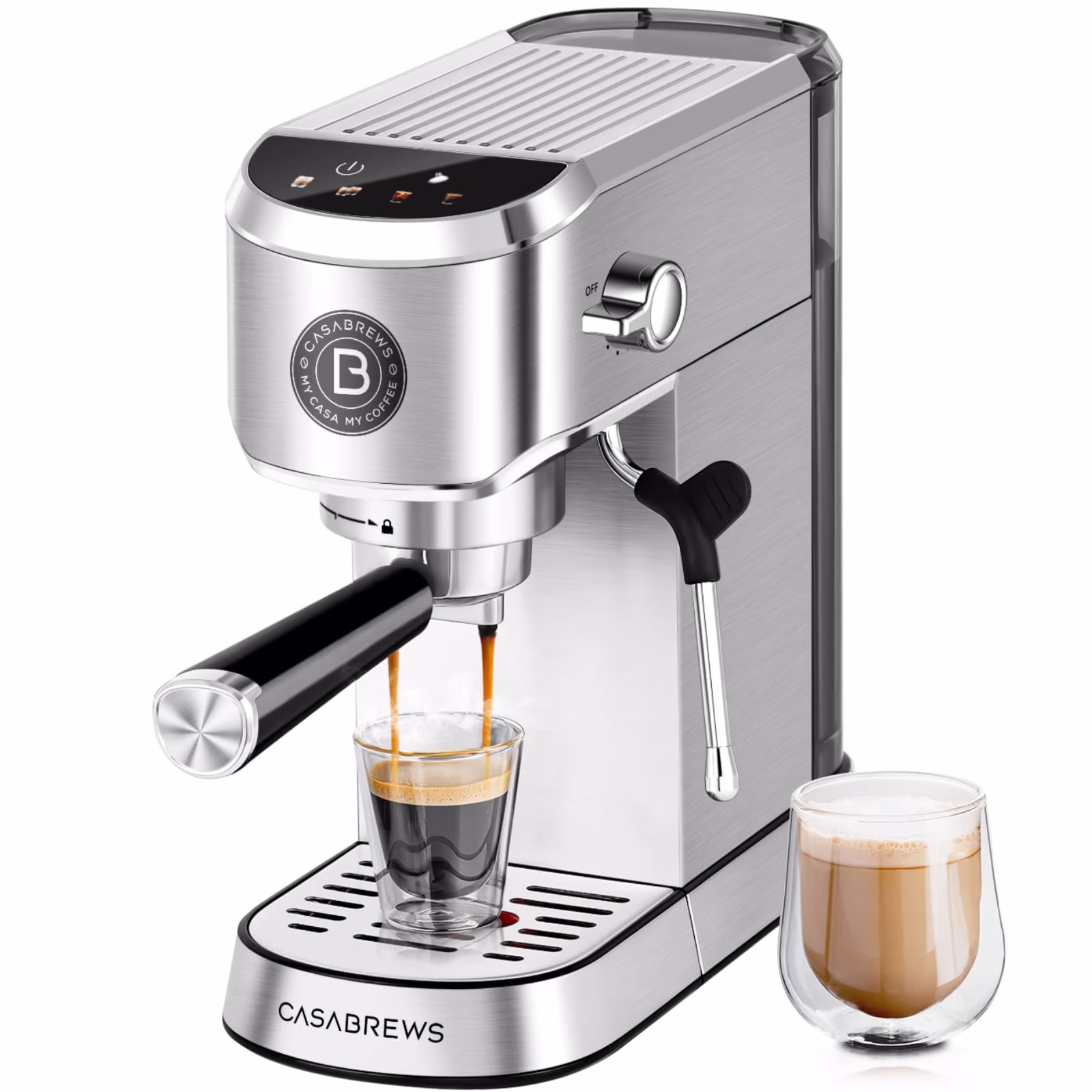 CASABREWS CM5418 Plus 20 - Bar Semi - Automatic Espresso Machine & Coffee Maker with Steam Wand, Cold Brew Function, Stainless Steel, Silver