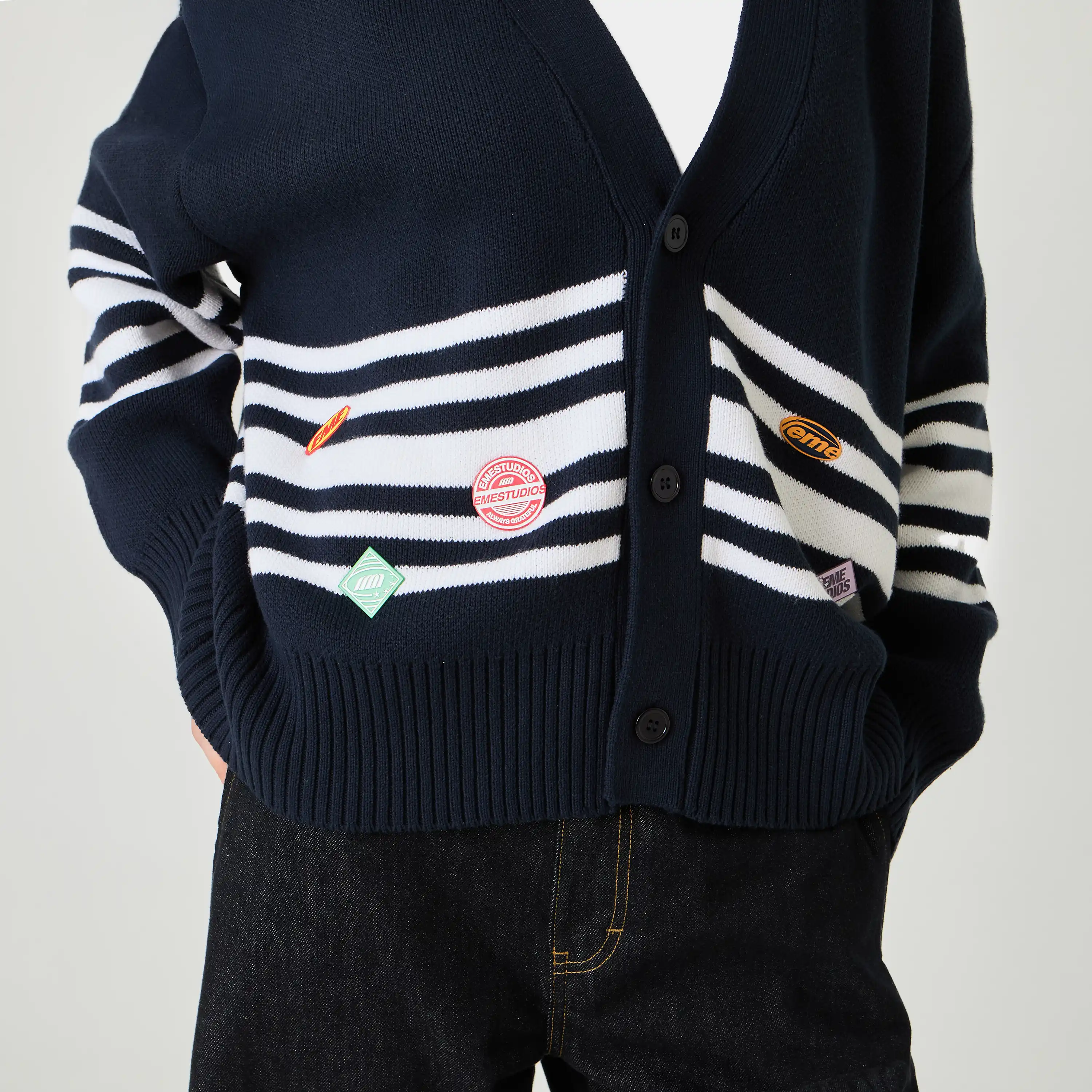 Pins Navy Cardigan