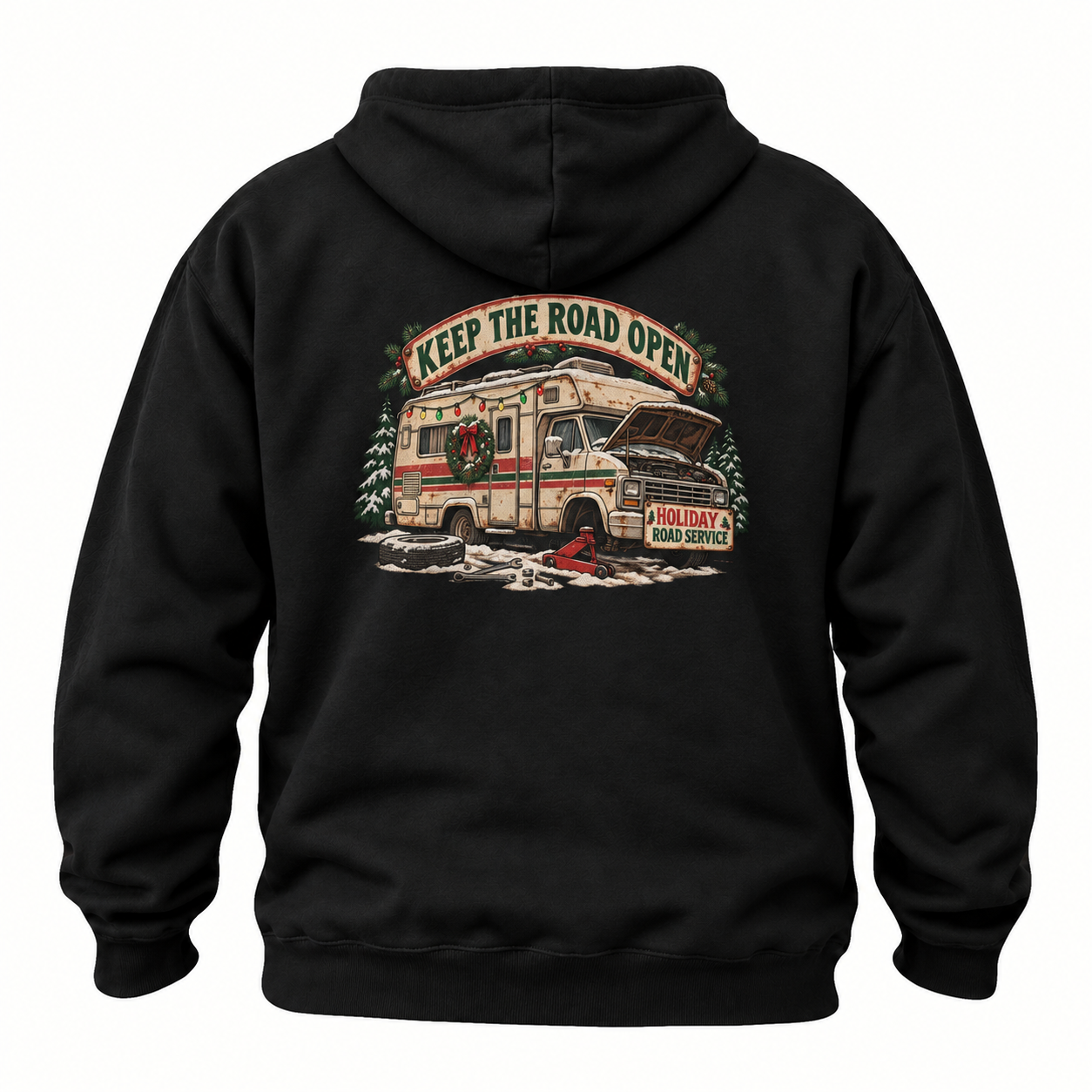 Keep the Road Open Holiday Camper Hoodie