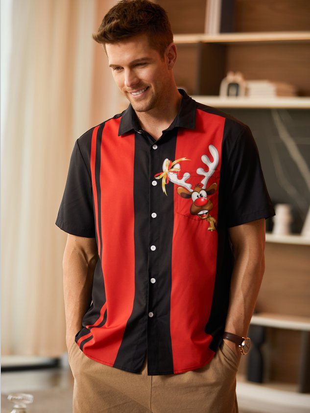 Chemise hawaïenne décontractée à manches courtes pour homme, imprimée Noël, respirante
