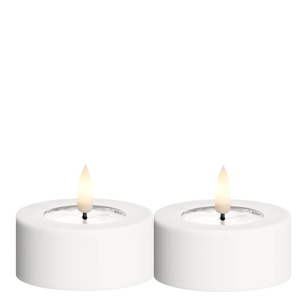 LED telys utendørs 6,5x3 cm 2 stk hvit
