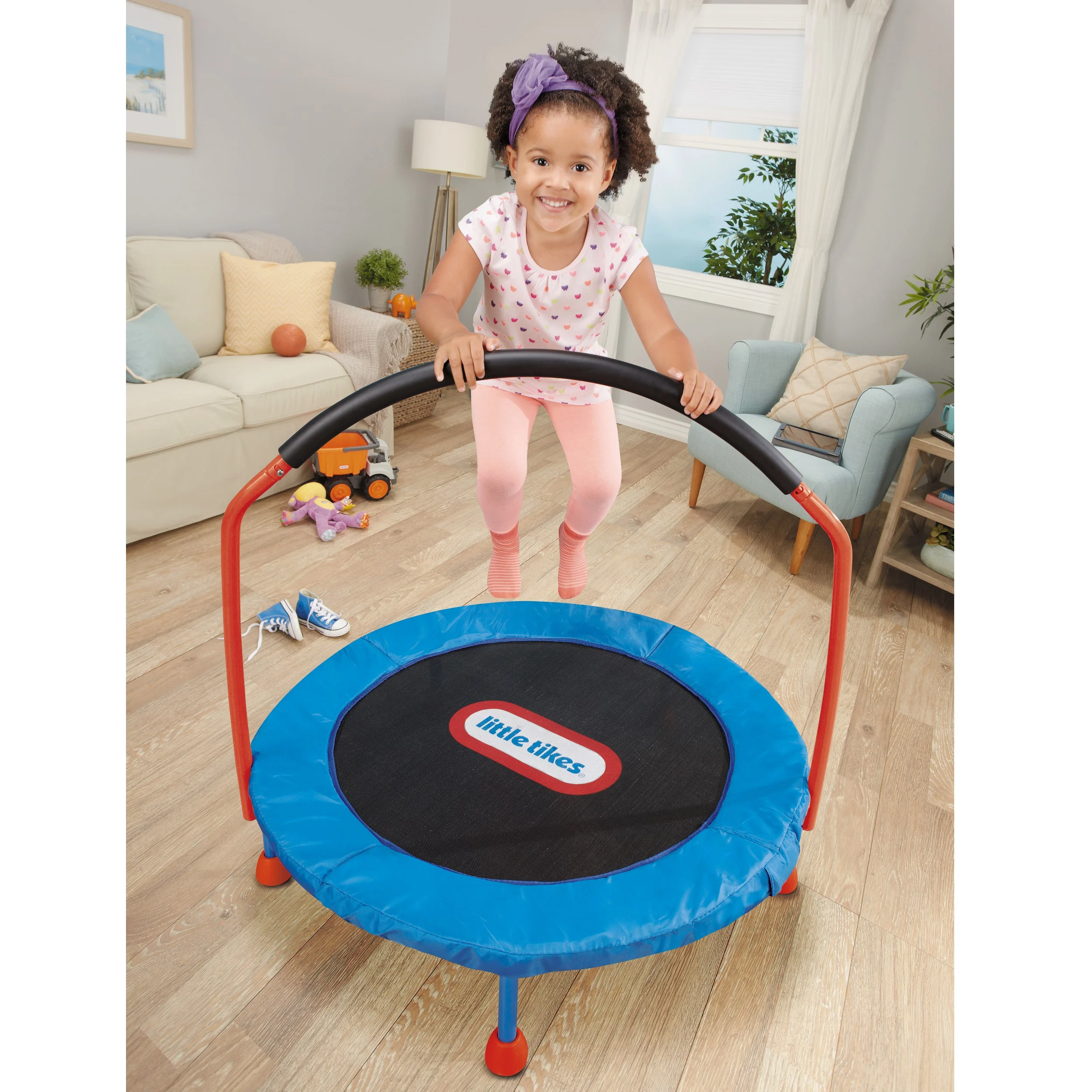 Easy Store 3-Foot Trampoline, with Hand Rail, Blue - Image 2
