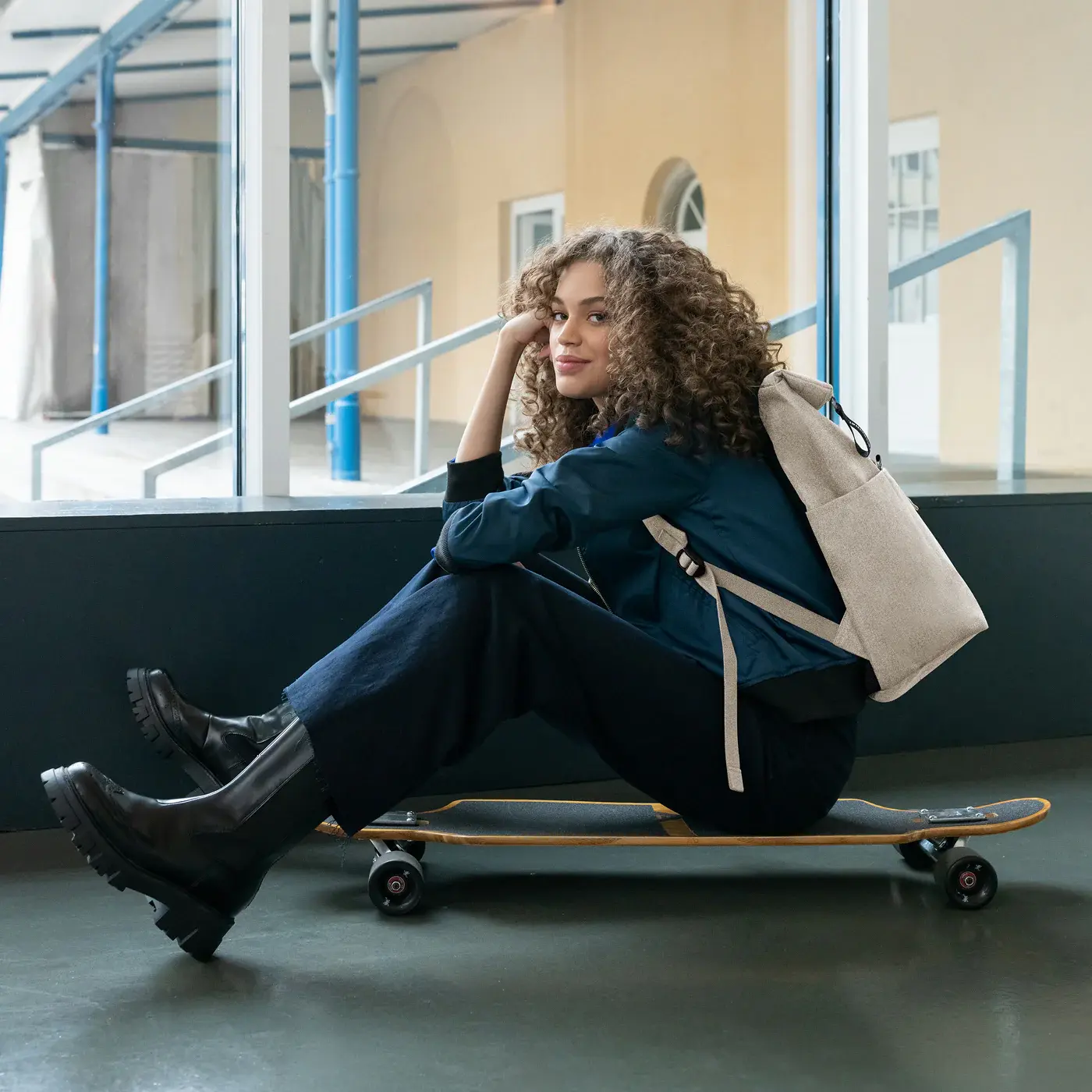 rolltop backpack herringbone sand