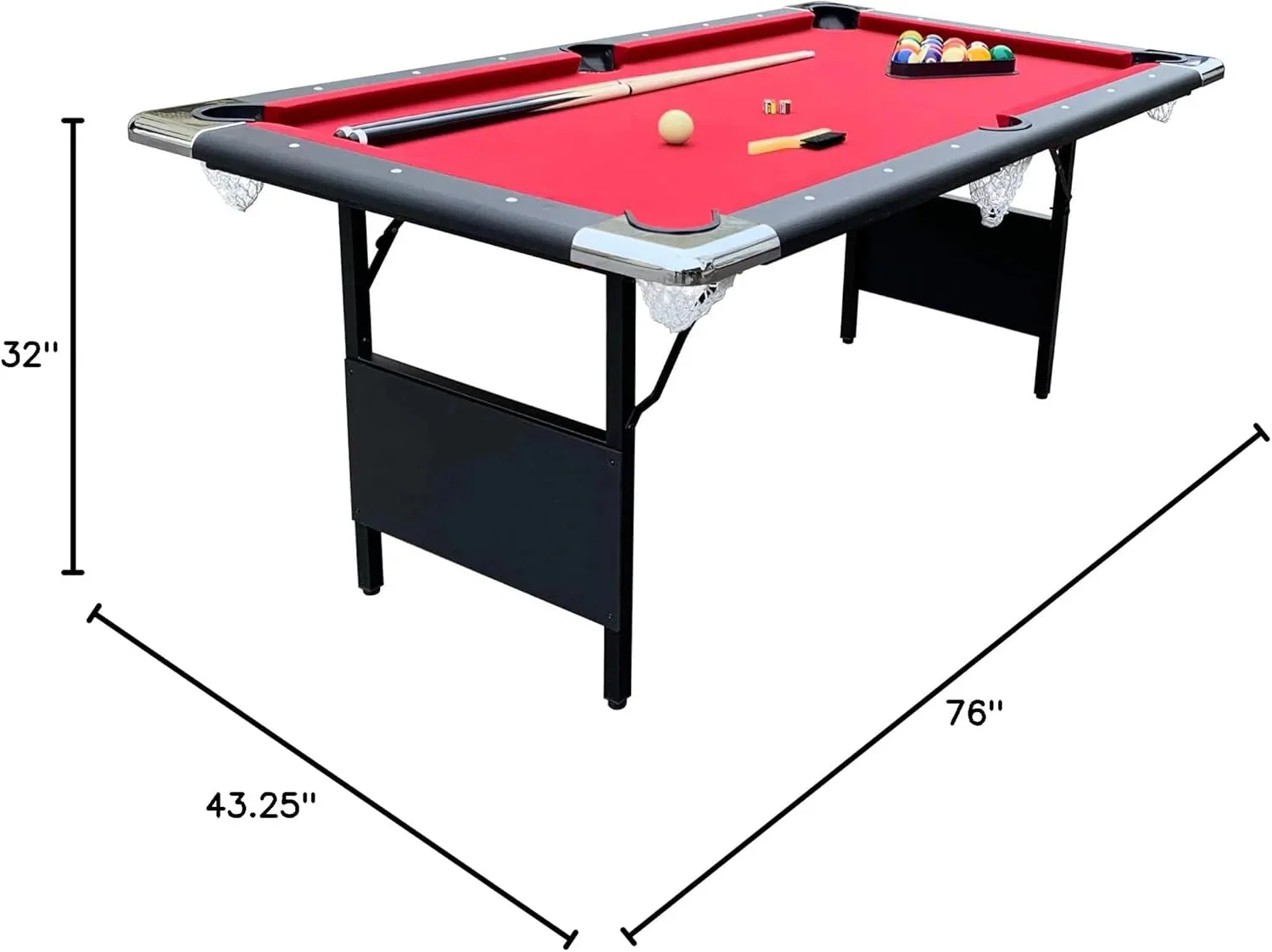 6 ft Portable Pool Table, Adults Folding Billiards Tables for Game Room with Easy Foldable Storage, Includes Full Set of Billiard Balls,…