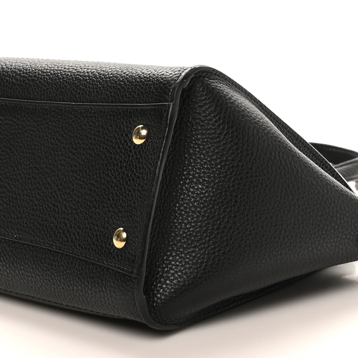 Hammered Calfskin Double Handle Small Amy Tote Black