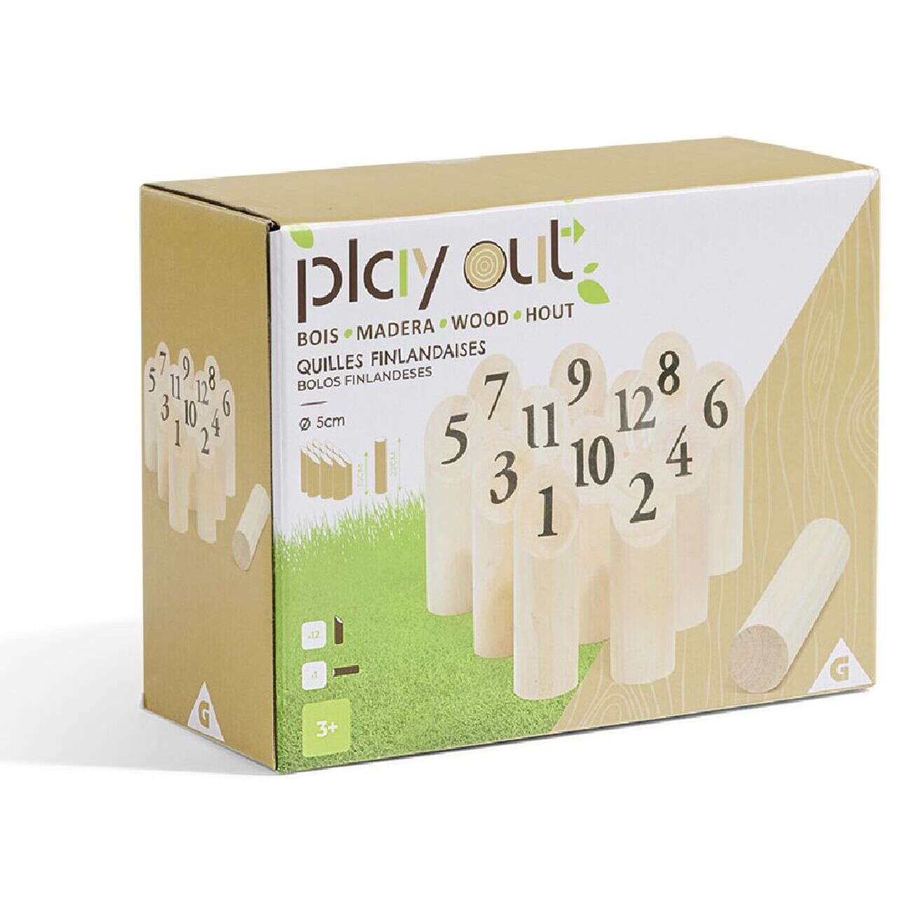 Jeu de quilles finlandaises en bois naturel