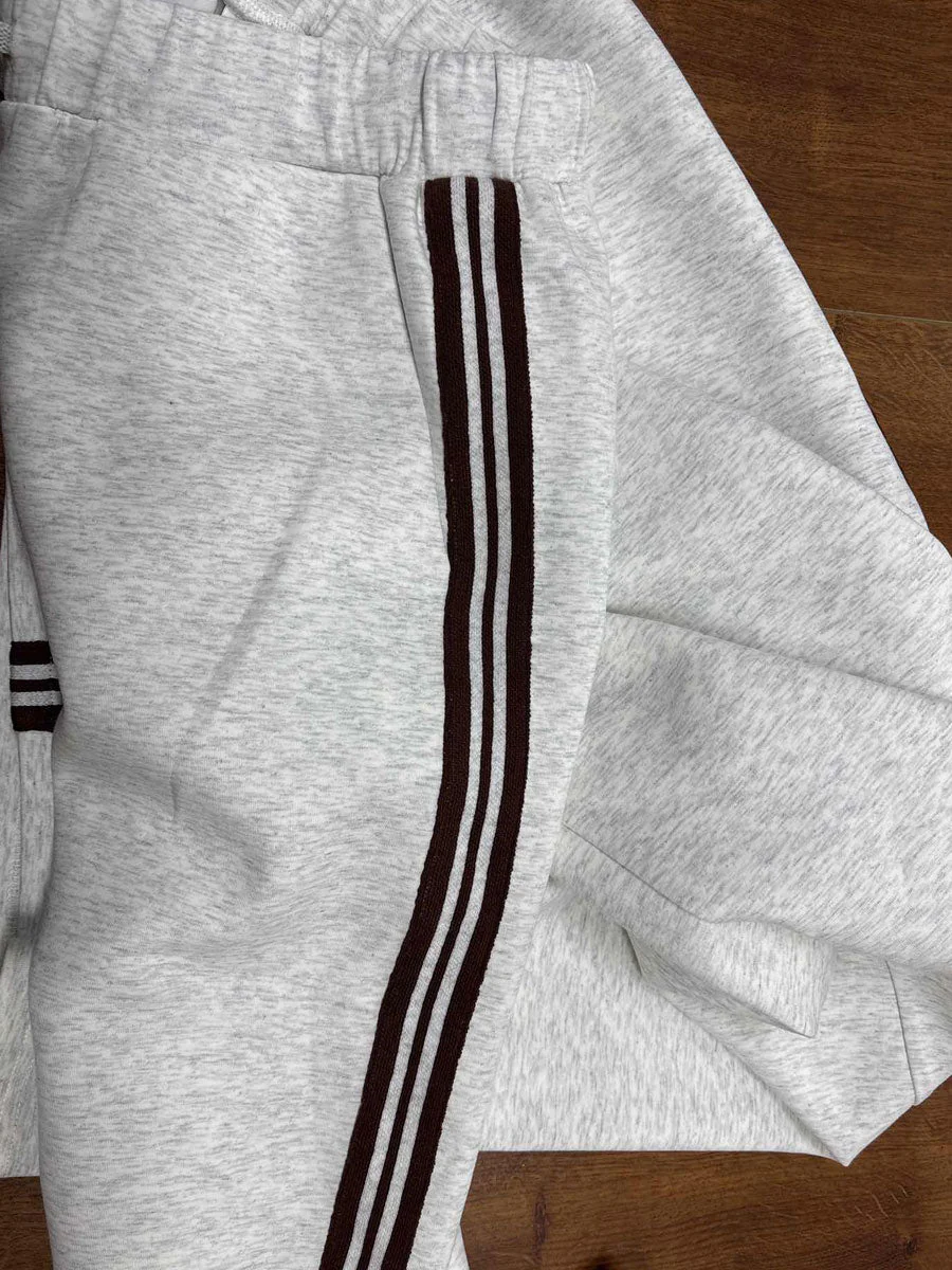 Ensemble sweat à demi-fermeture éclair et pantalon à jambes larges