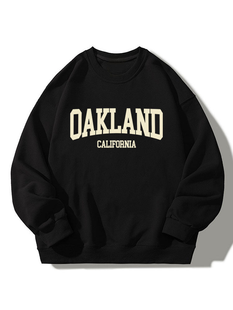 Sweat-shirt décontracté à col rond imprimé Oakland