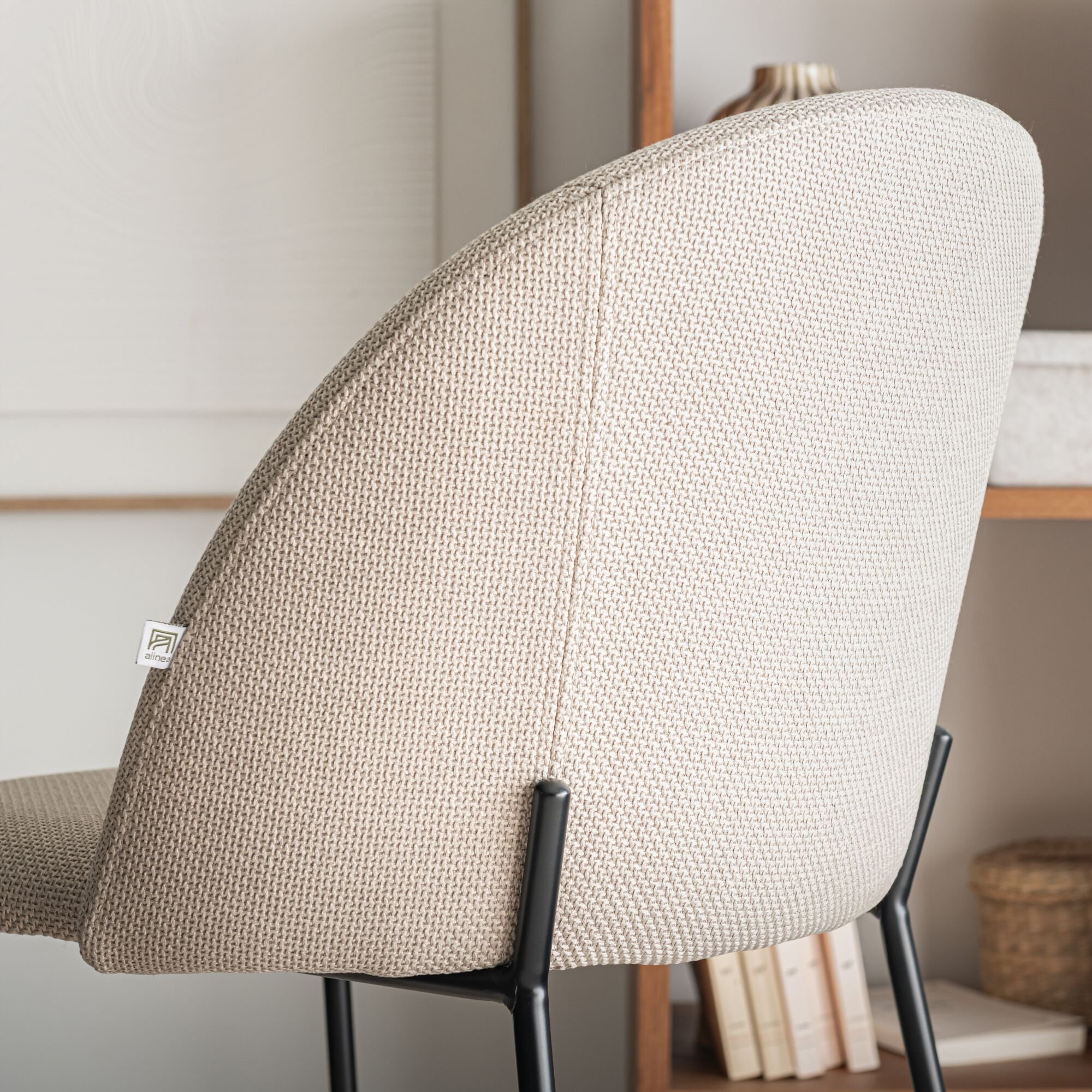 FIONA - Chaise de bar en tissu H75cm - beige