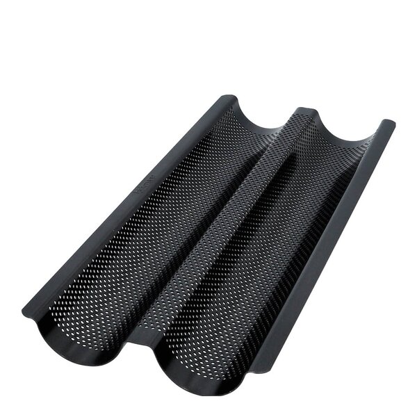 Bread Buddies baguettform for 2 stk perforert 36x16 cm svart