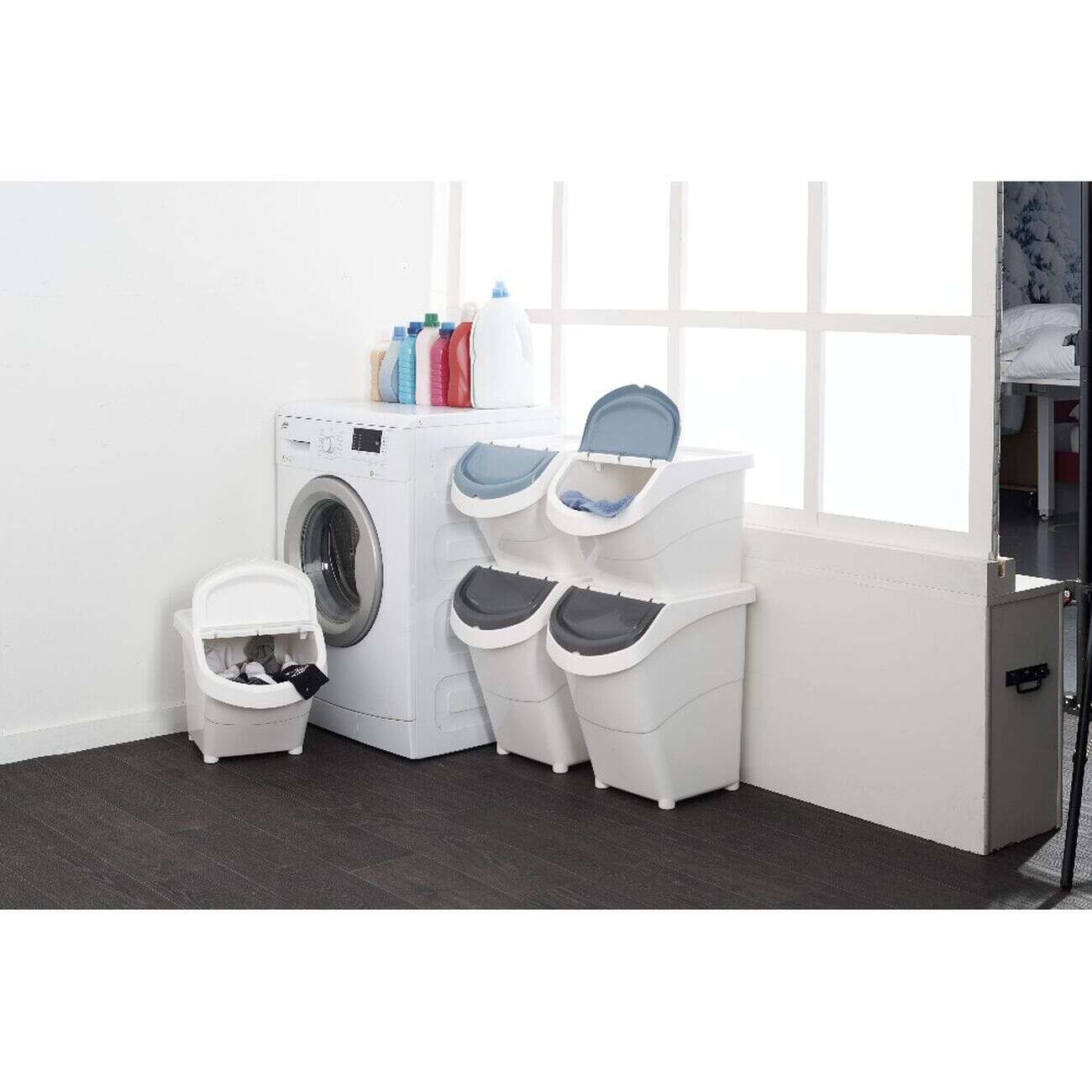 Boîte de rangement blanche avec couvercle 20 L