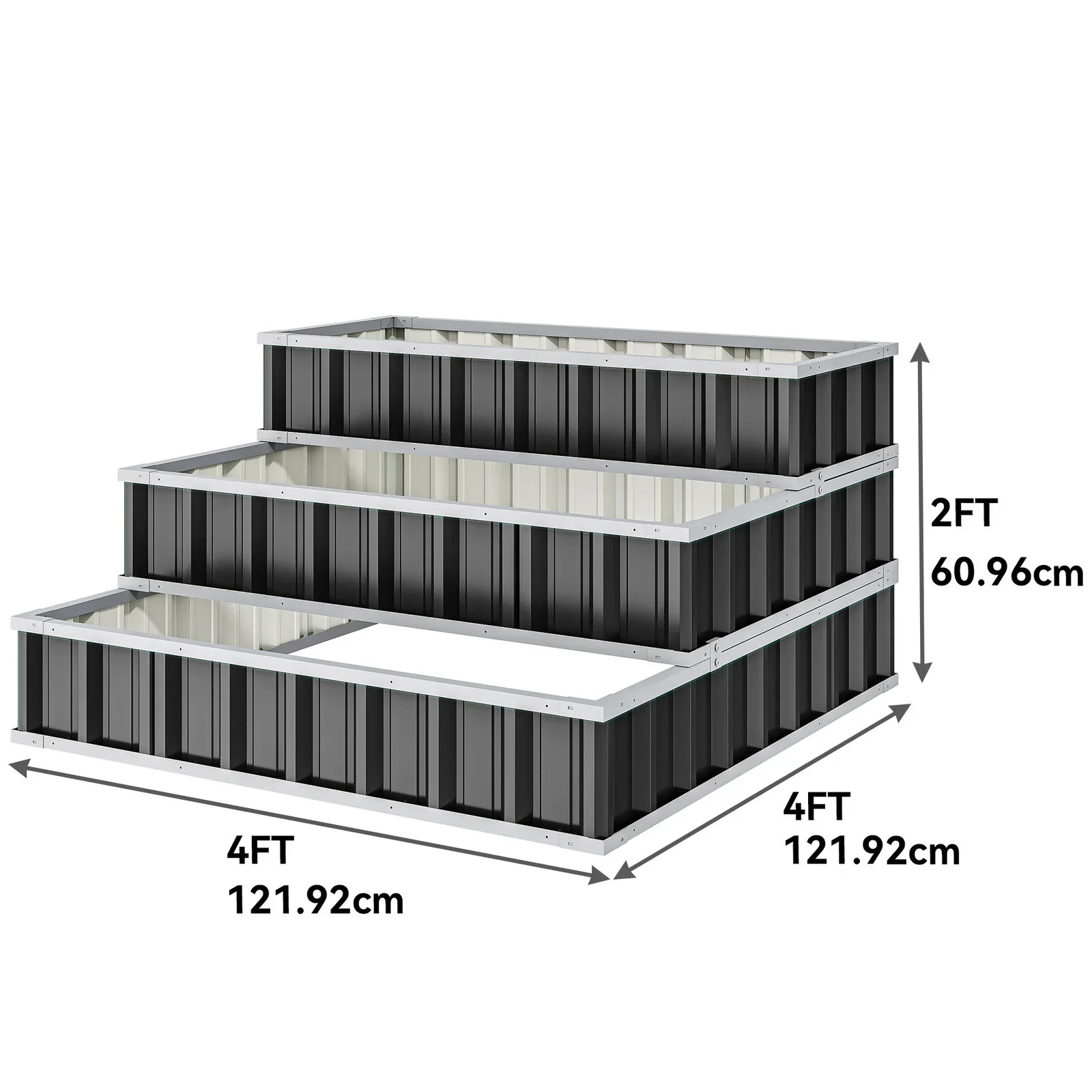 DEXS 4x4x2FT 3 Tiers Large Raised Garden Bed Unleash Your Inner Green Thumb with a 3-Type Outdoor Metal Planter for the Perfect Garden